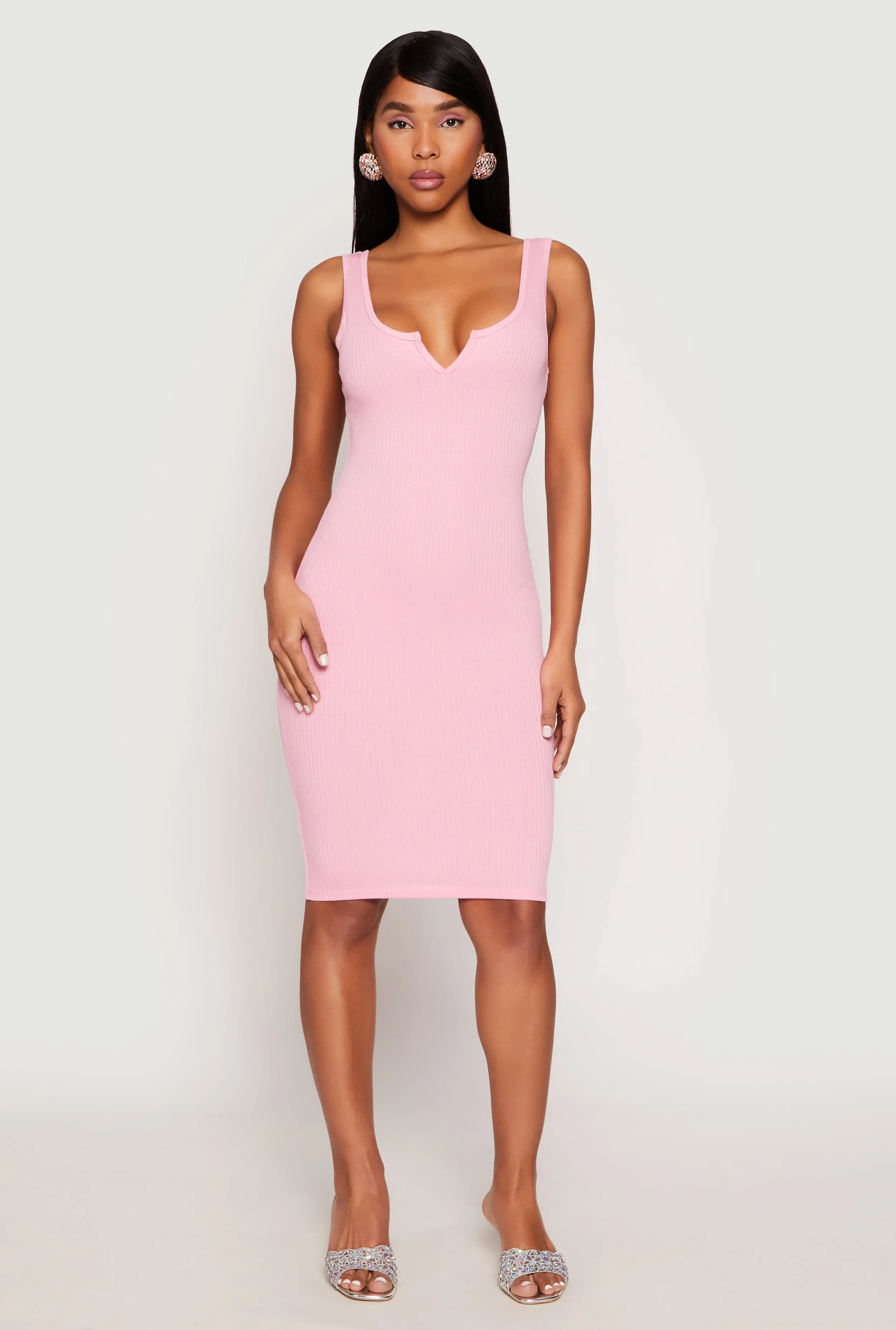 Ribbed Knit Notch Neck Dress sold by Rainbow product image thumbnail 2