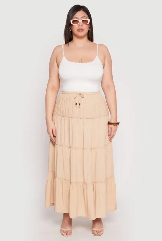 Plus Size Almost Famous Tiered Maxi Skirt sold by Rainbow