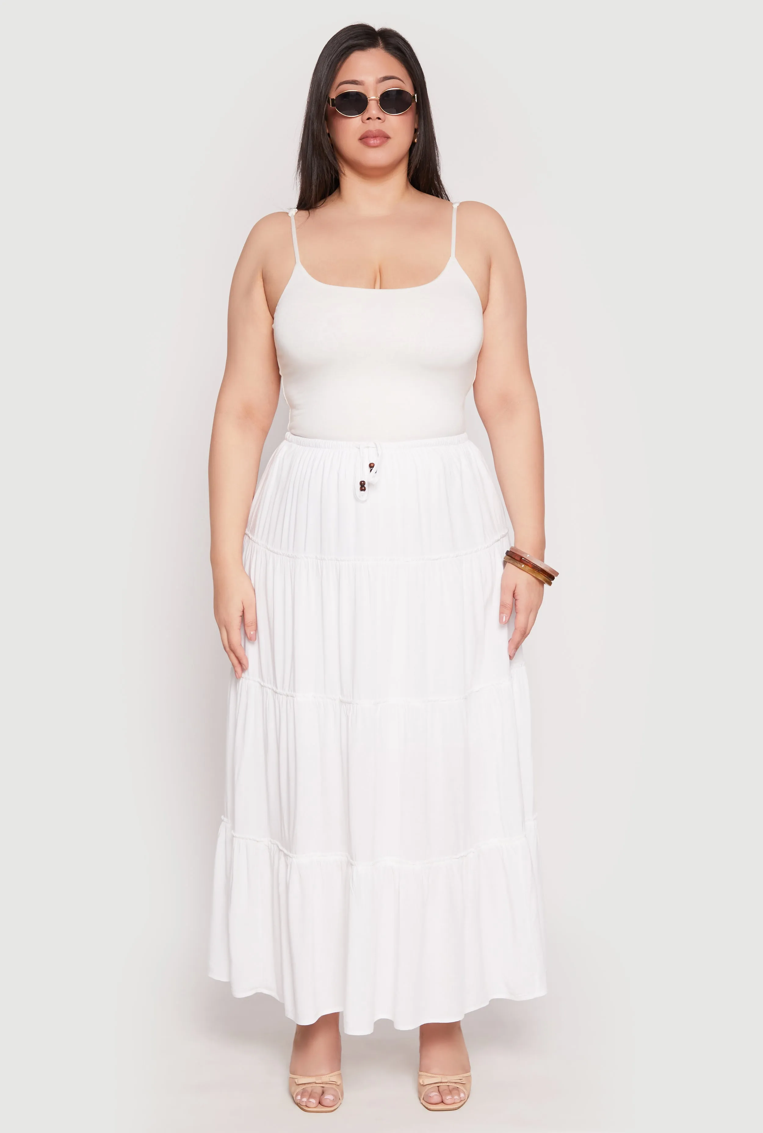 Plus Size Almost Famous Tiered Maxi Skirt sold by Rainbow