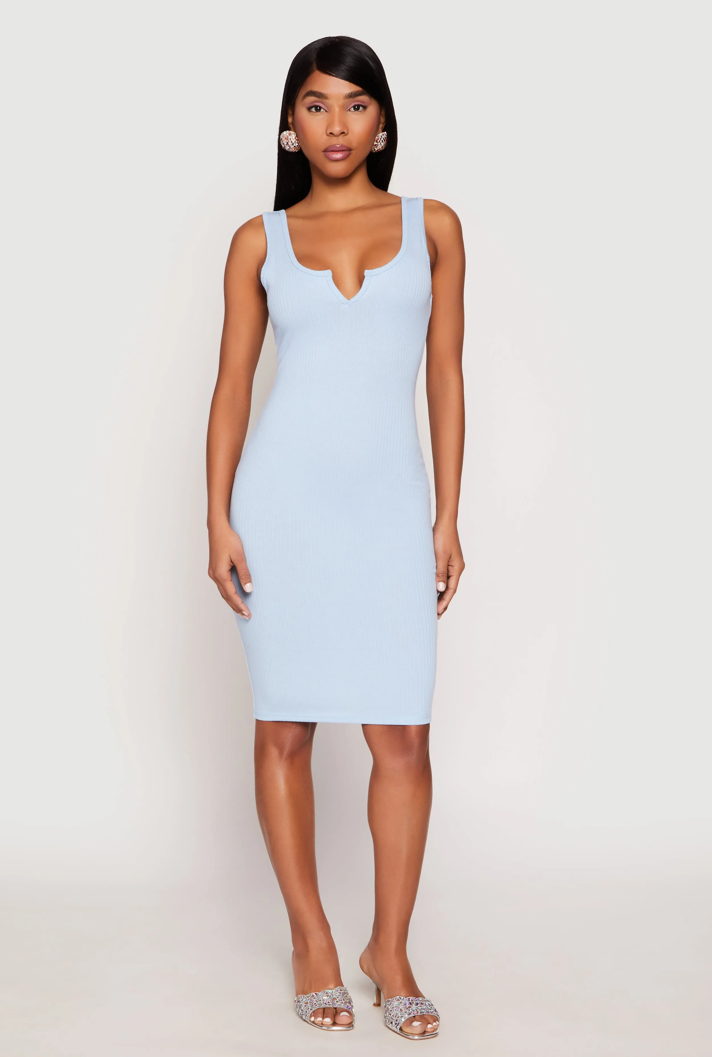 Ribbed Knit Notch Neck Dress sold by Rainbow product image thumbnail 2