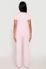 Rib Knit Rose Ruched Pajama T Shirt and Wide Leg Pants sold by Rainbow