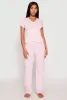 Rib Knit Rose Ruched Pajama T Shirt and Wide Leg Pants sold by Rainbow