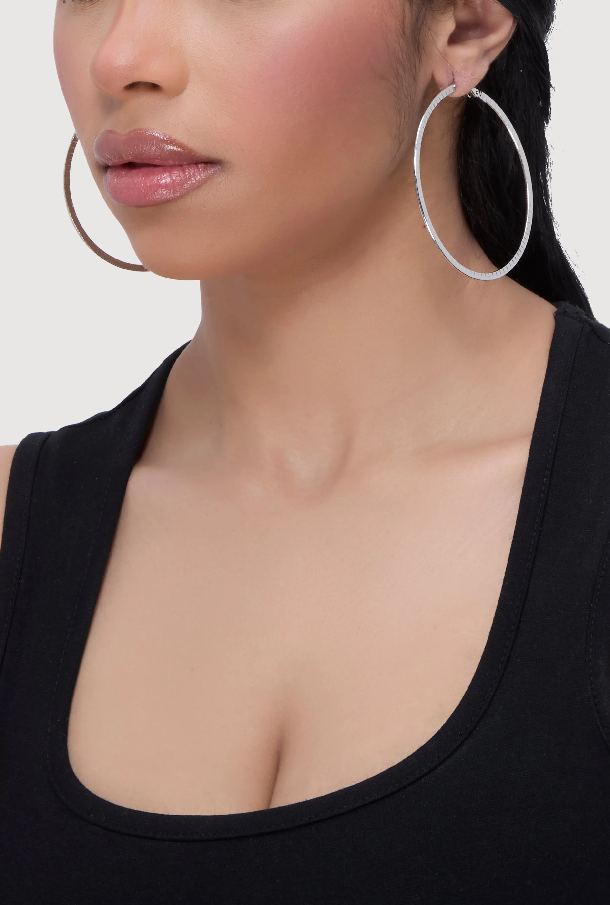 Metallic Textured Hoop Earrings Set of 3 sold by Rainbow product image thumbnail 2