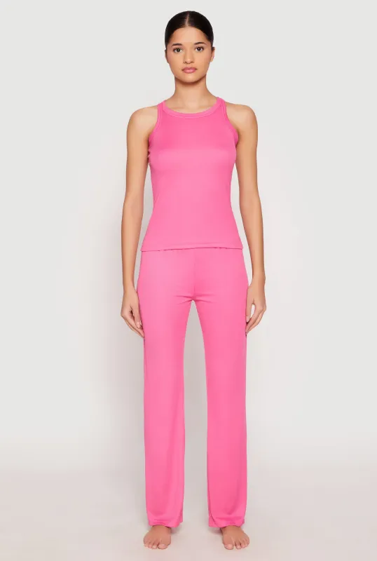 Ribbed Knit Pajama Tank Top and Pants sold by Rainbow