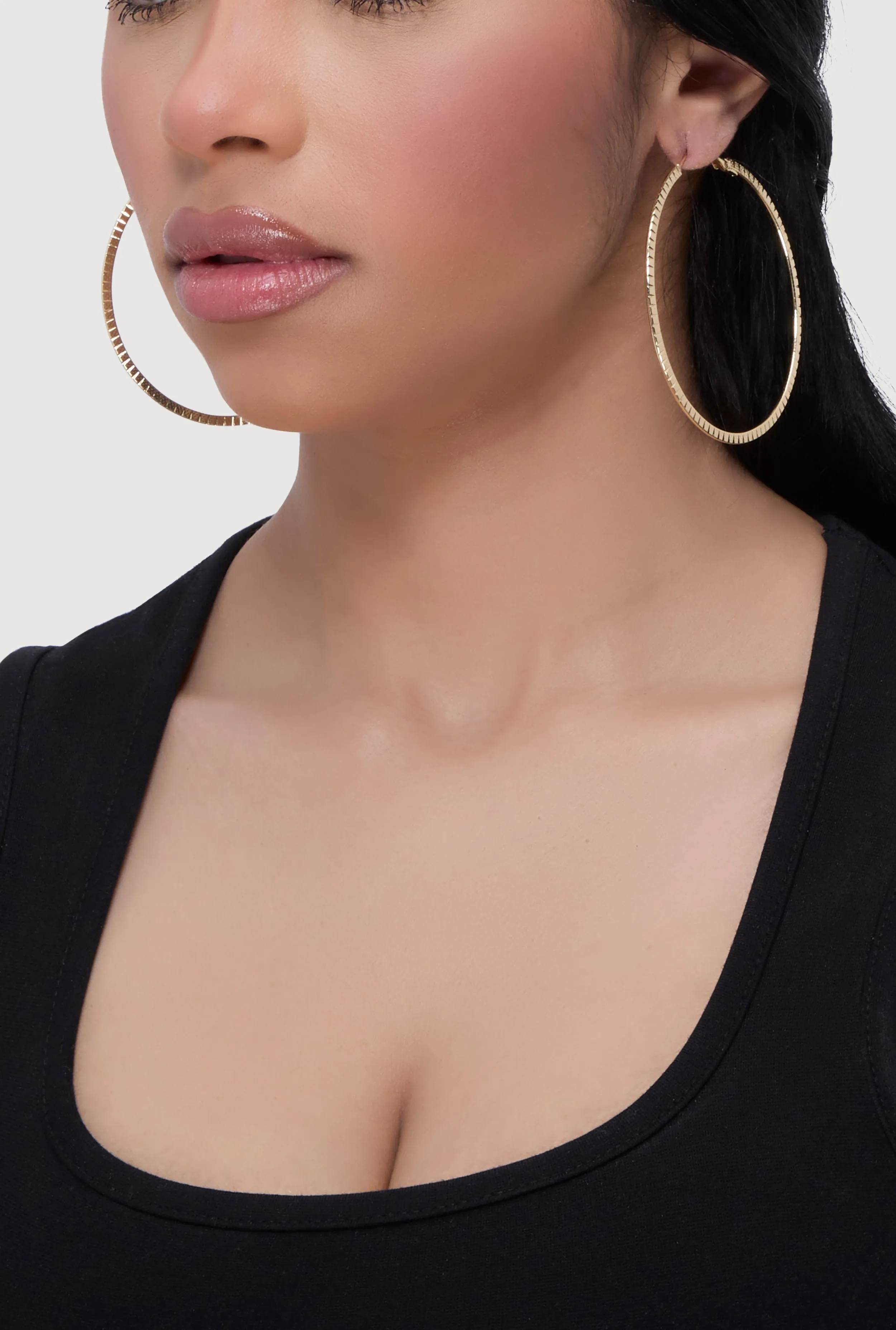 Metallic Textured Hoop Earrings Set of 3 sold by Rainbow product image thumbnail 2