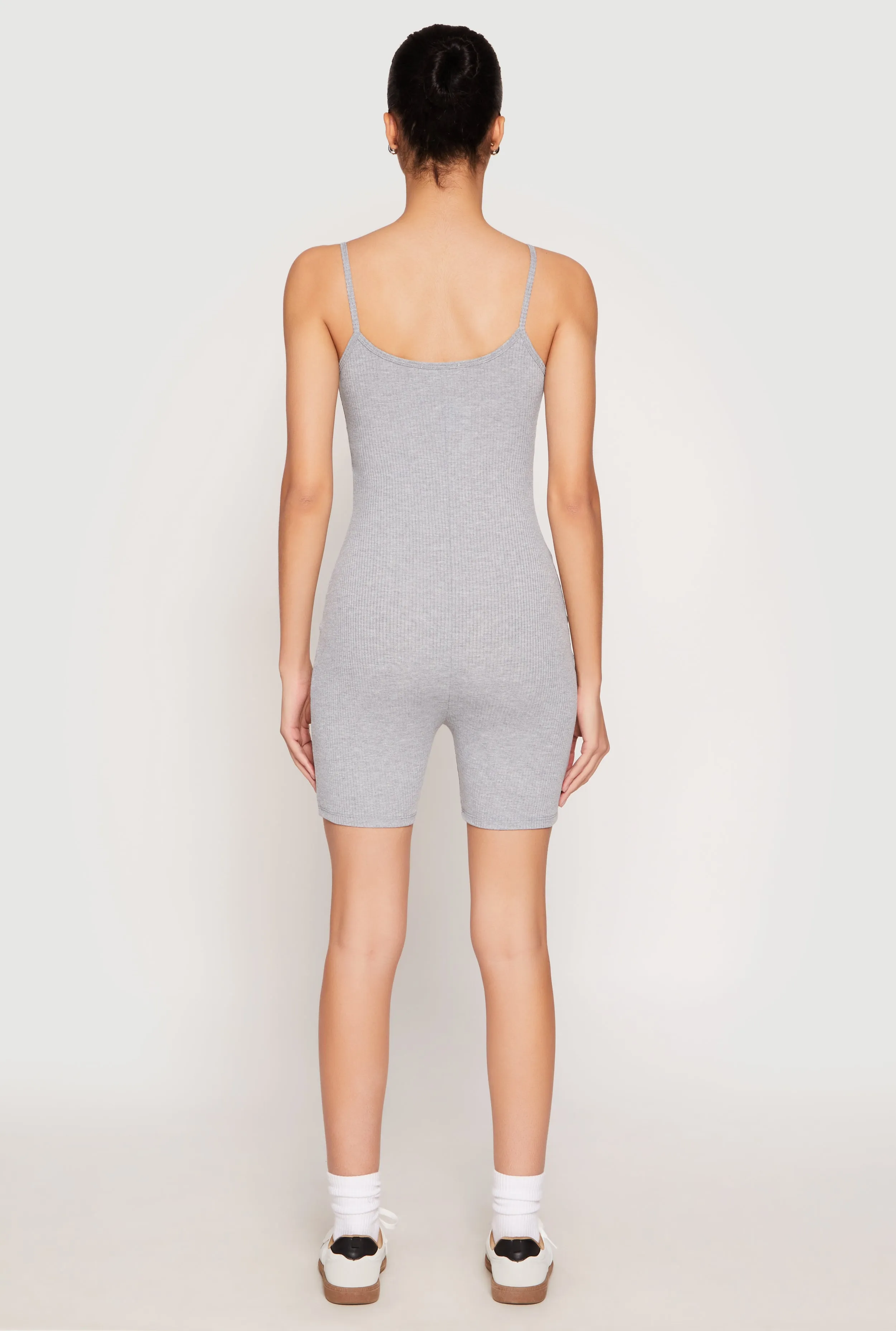 Ribbed Knit Notch Neck Cami Romper sold by Rainbow product image thumbnail 5