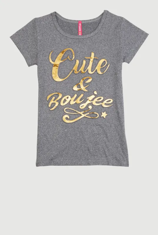 Little Girls Cute and Boujee Tee sold by Rainbow