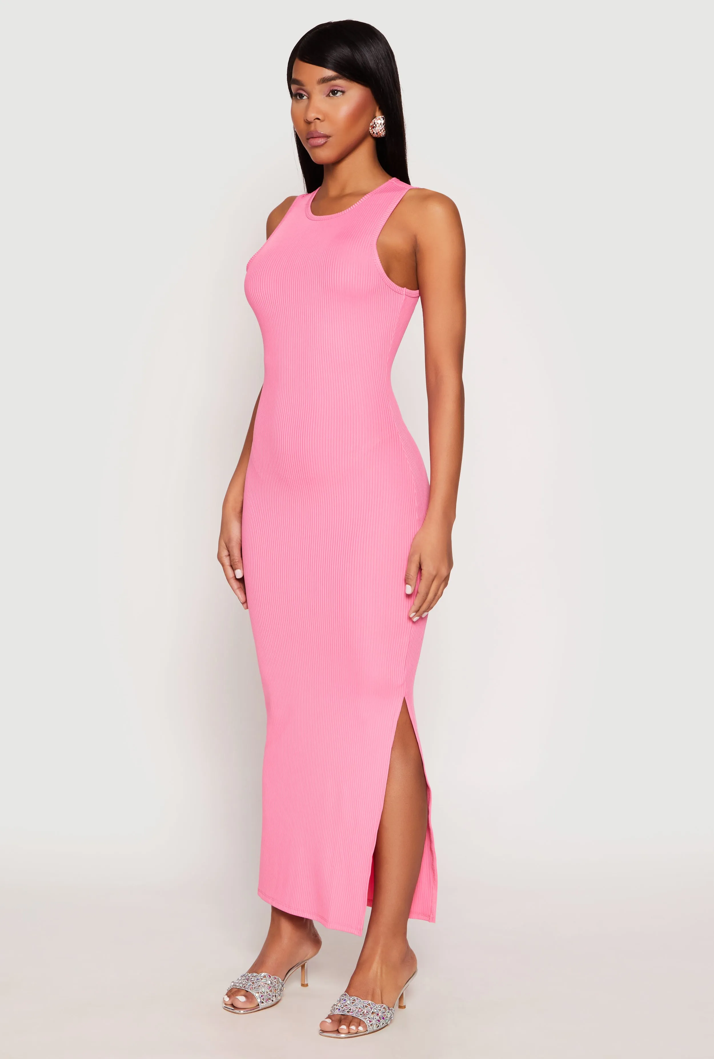 Ribbed Knit Side Slit Tank Maxi Dress sold by Rainbow product image thumbnail 3