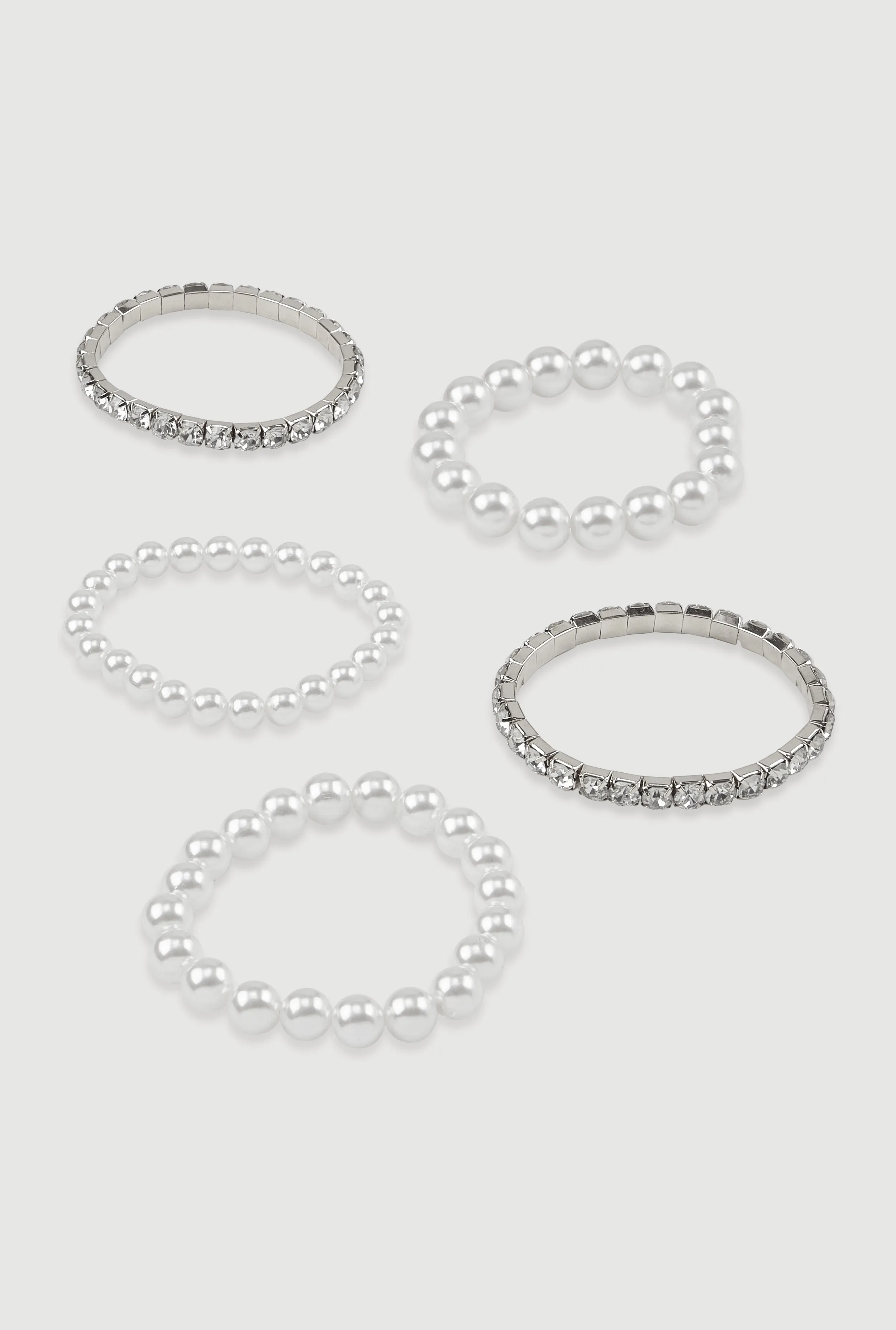 Faux Pearl Rhinestone Stretch Bracelets Set of 5 sold by Rainbow product image thumbnail 3