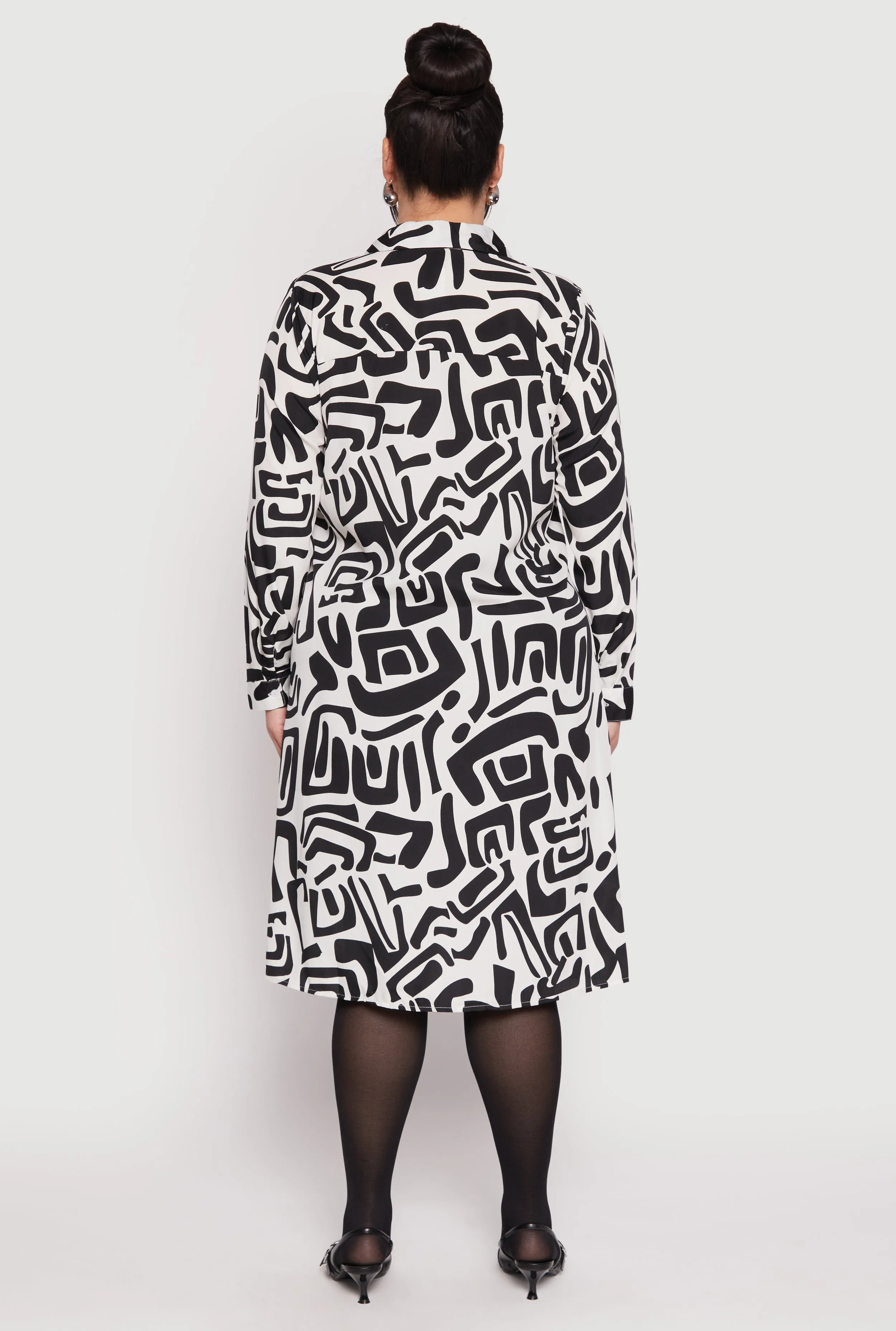 Plus Size Abstract Patterned High Low Shirt Dress sold by Rainbow product image thumbnail 5