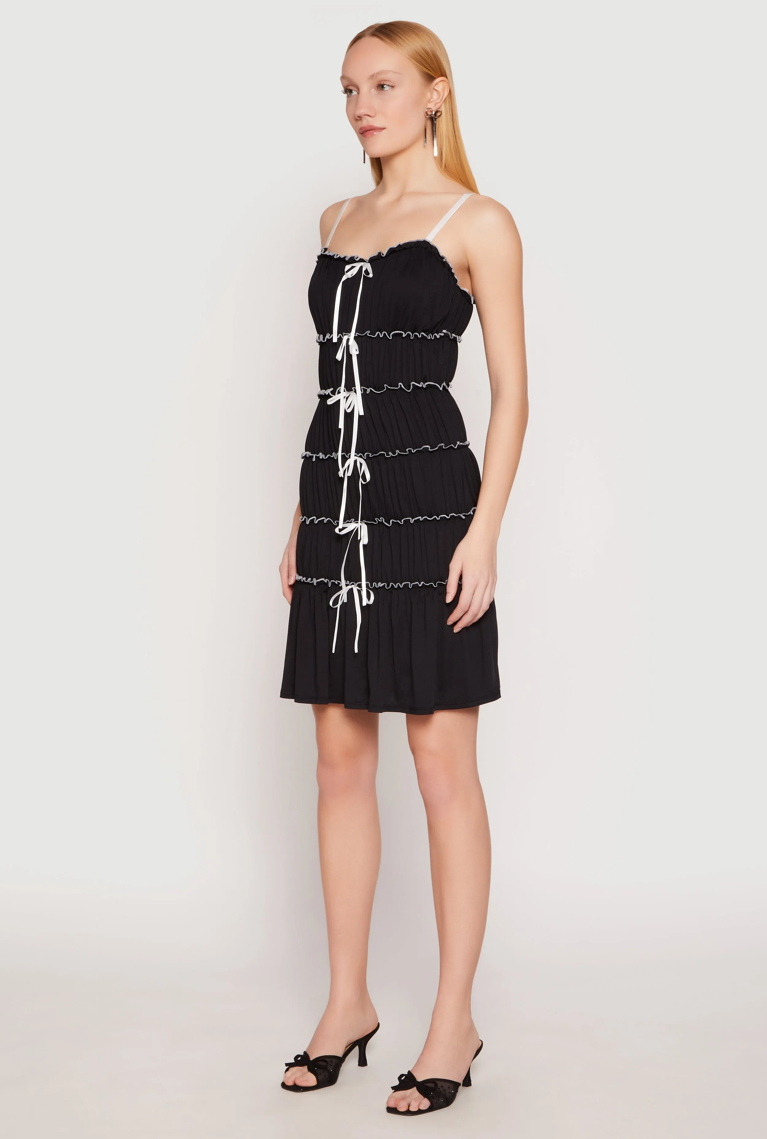 Almost Famous Bow Contrast Tiered Dress sold by Rainbow product image thumbnail 3