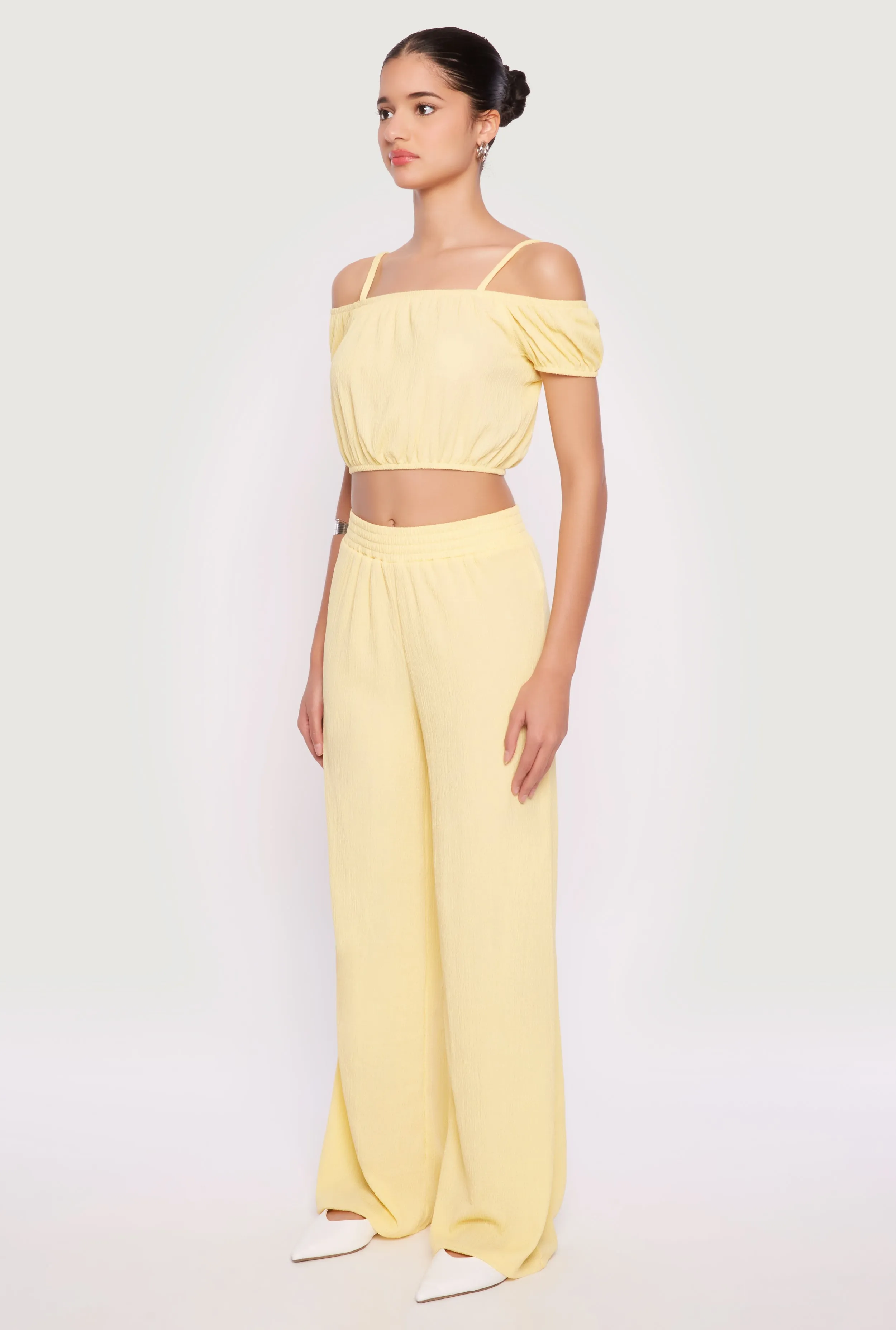 Almost Famous Textured Knit Cold Shoulder Crop Top sold by Rainbow product image thumbnail 5