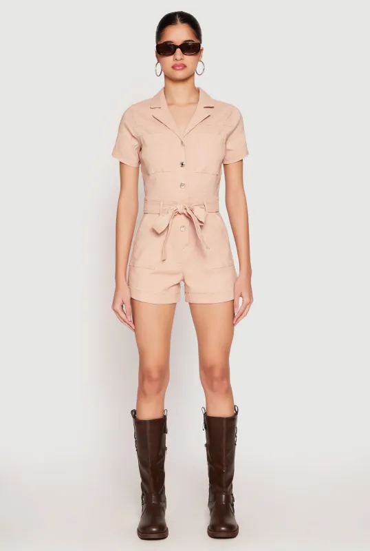 Haute Monde Tie Waist Belted Romper sold by Rainbow