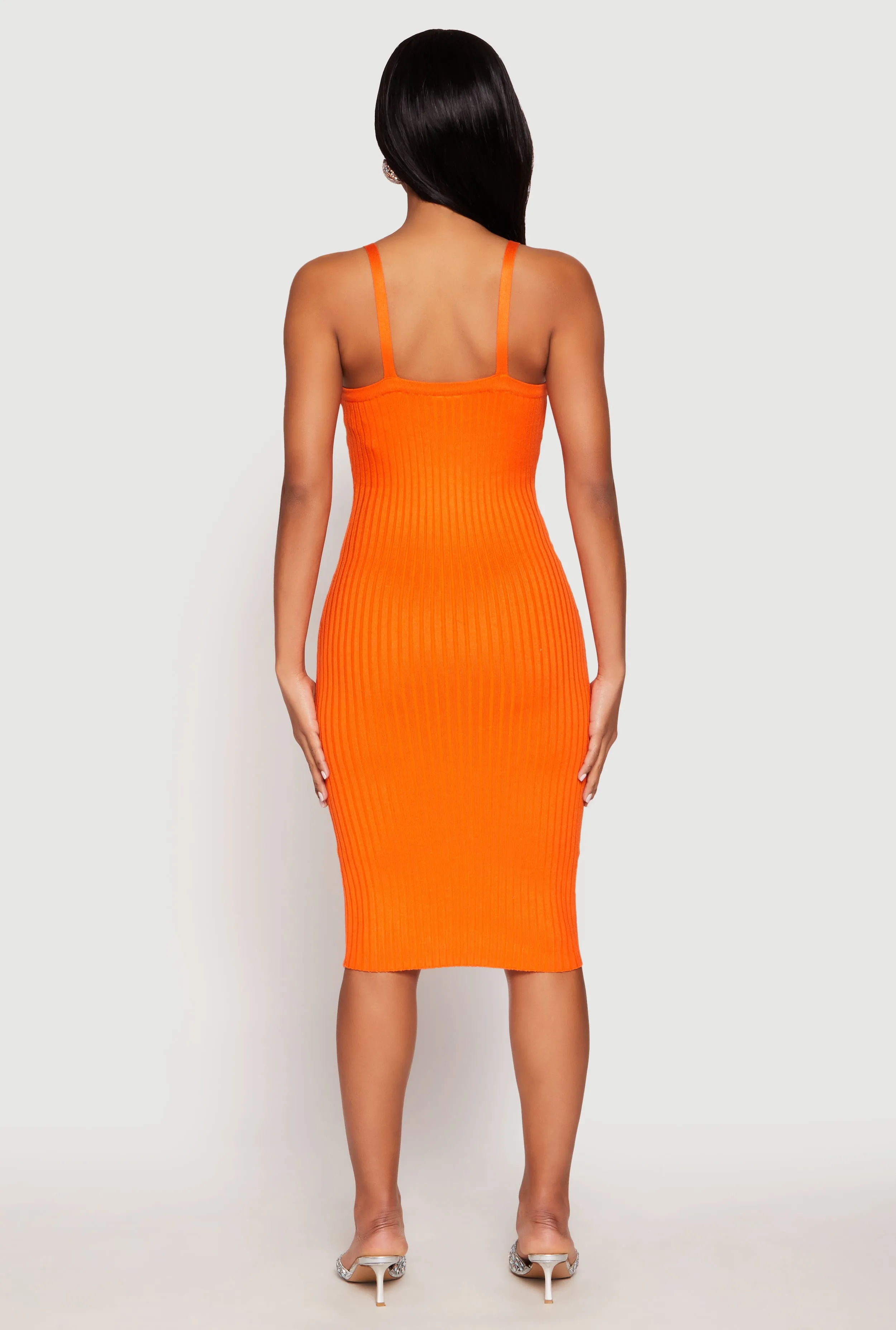 Ribbed Knit V Neck Midi Dress sold by Rainbow product image thumbnail 5