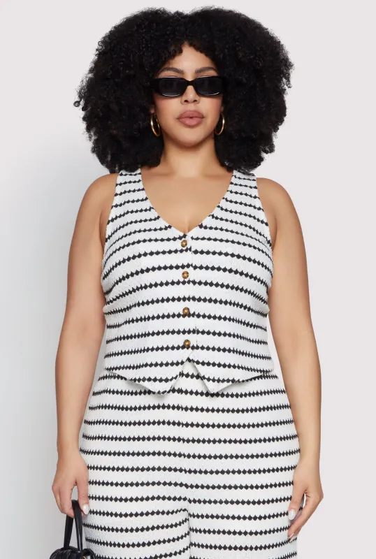 Plus Size Madden Girl Striped Crochet Vest sold by Rainbow