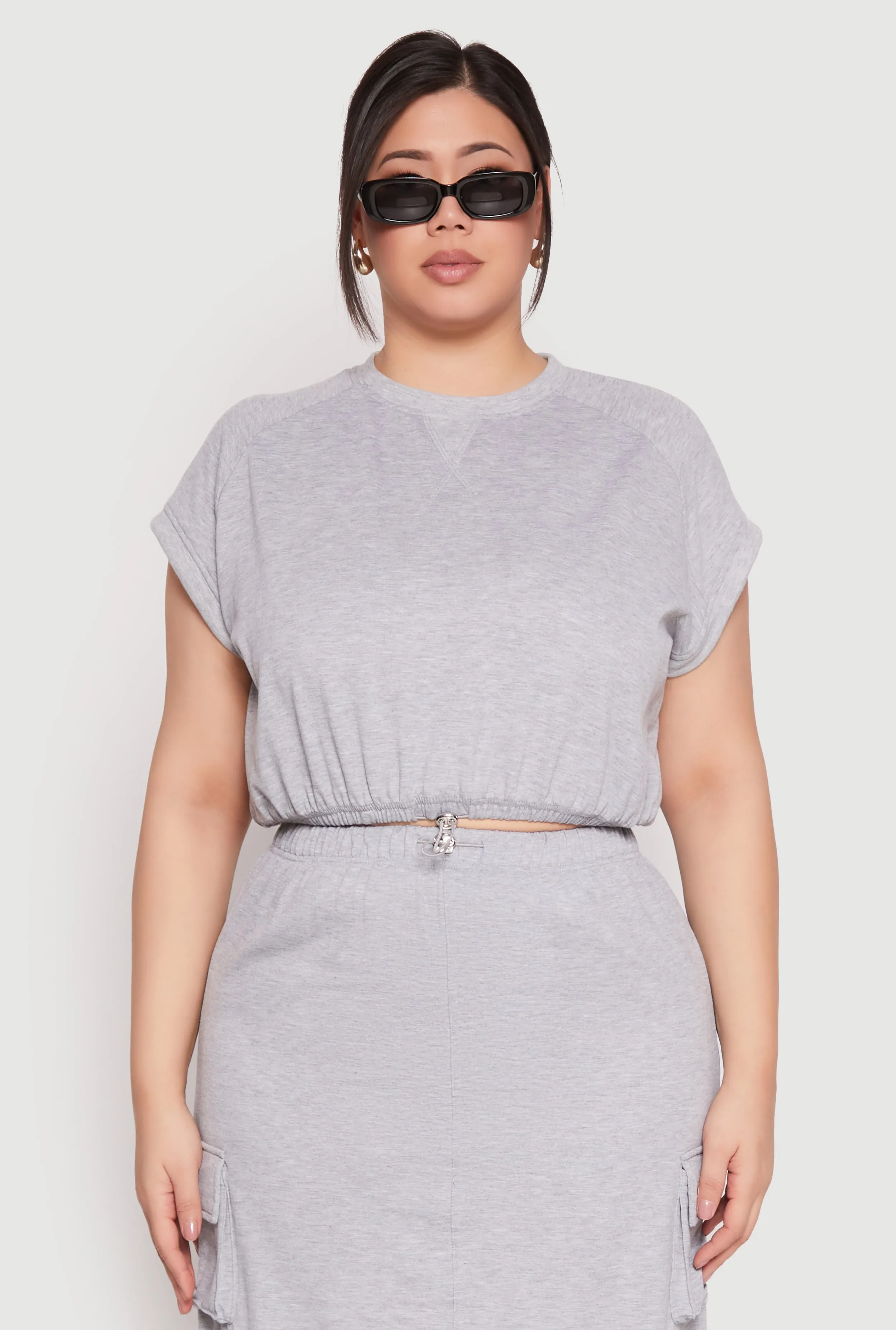 Plus Size Almost Famous Toggle Drawstring Hem Sweatshirt sold by Rainbow