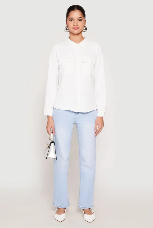 Iris Airy Button Front Cargo Pocket Blouse sold by Rainbow