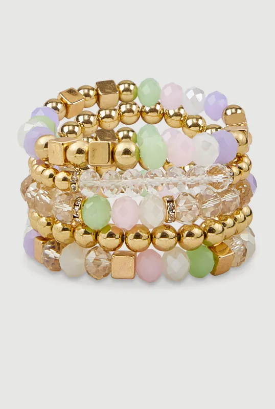 Assorted Beaded Stretch Bracelets Set of 5 sold by Rainbow