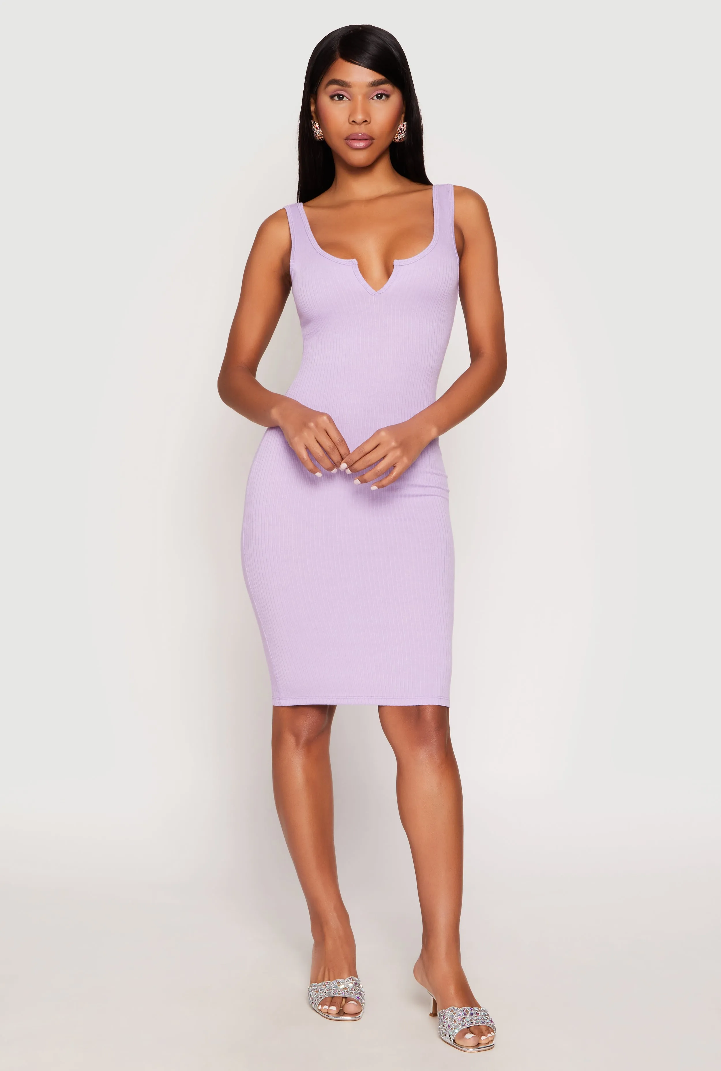 Ribbed Knit Notch Neck Dress sold by Rainbow product image thumbnail 2