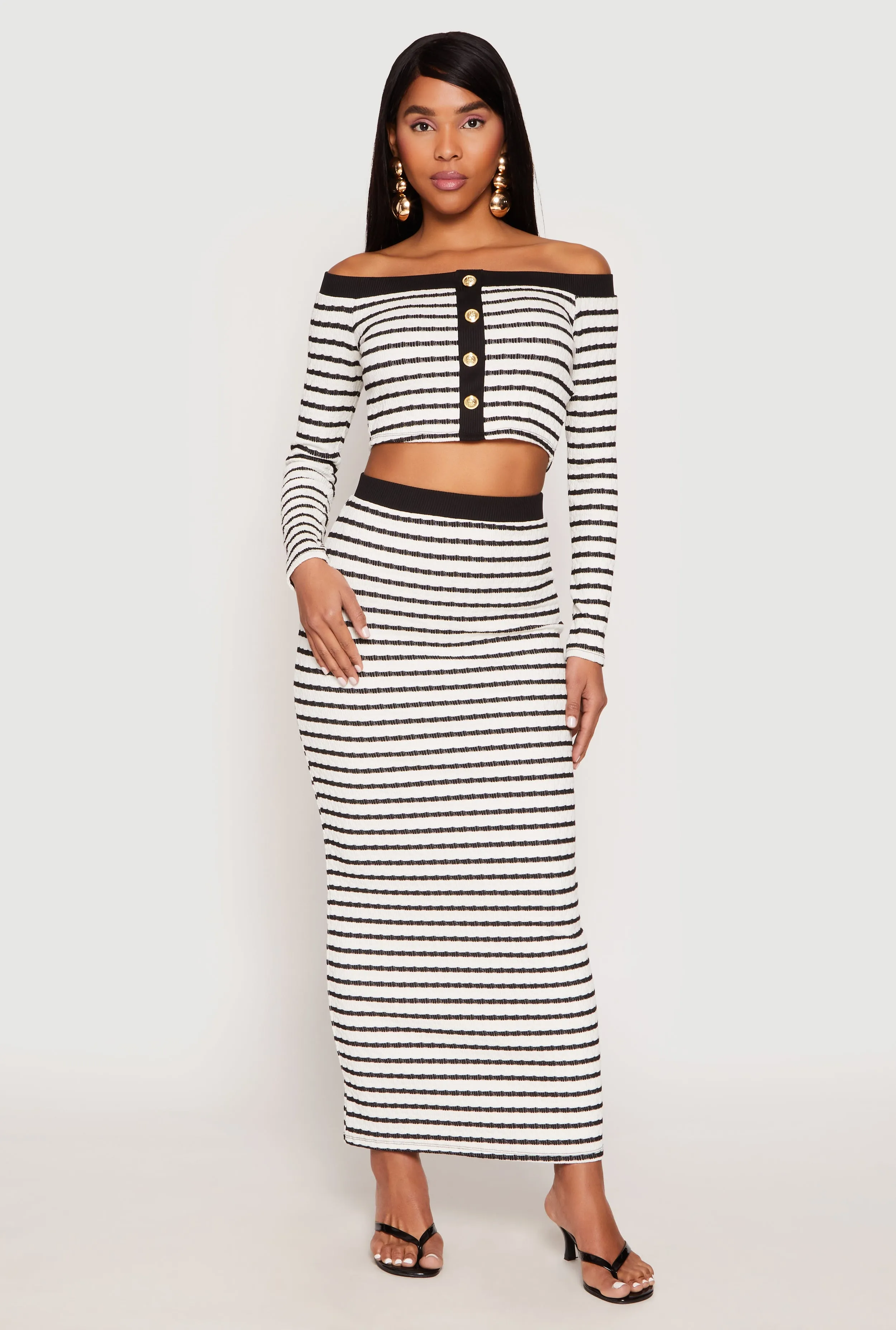 Textured Knit Striped Off the Shoulder Top sold by Rainbow product image thumbnail 3