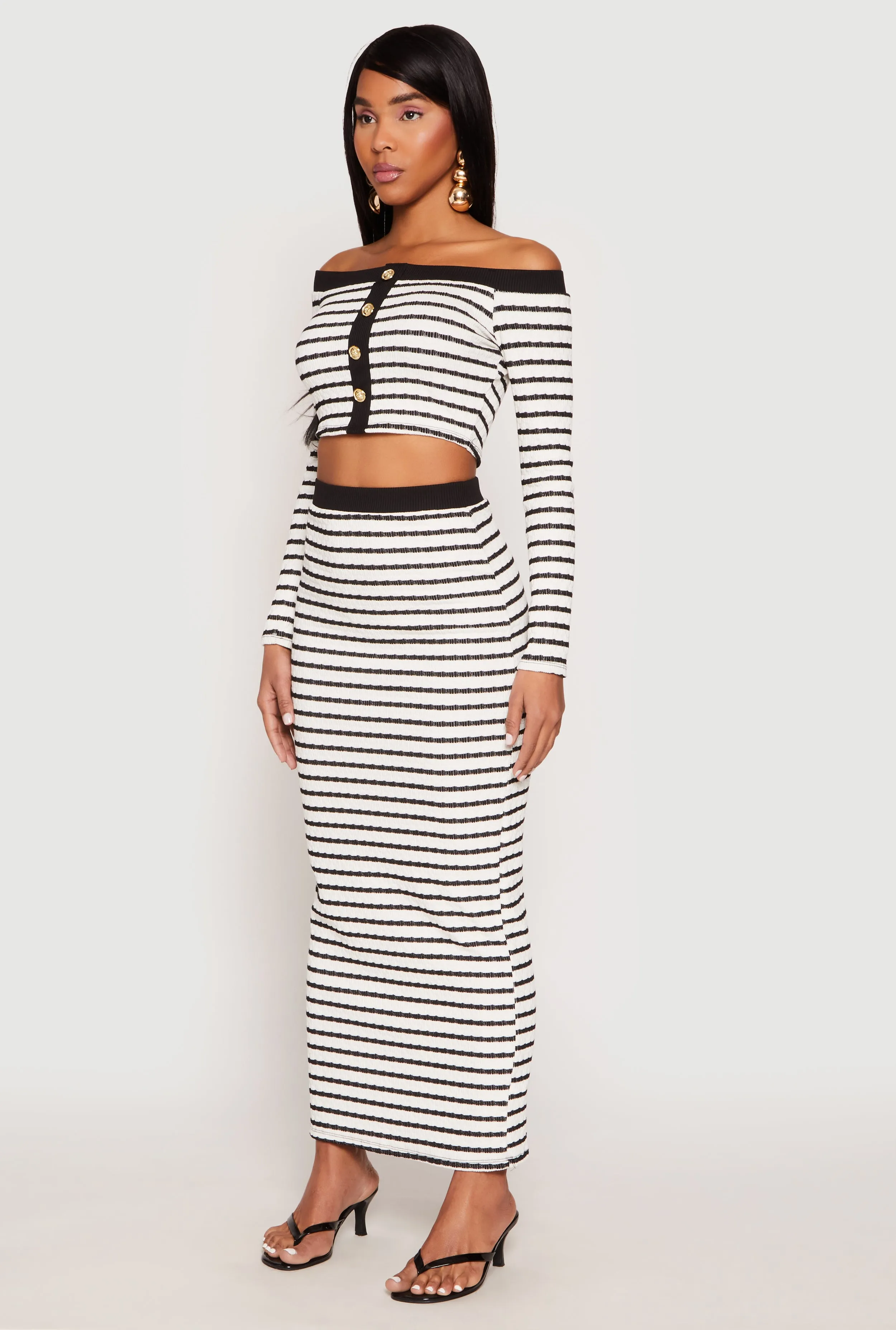 Textured Knit Striped Off the Shoulder Top sold by Rainbow product image thumbnail 5