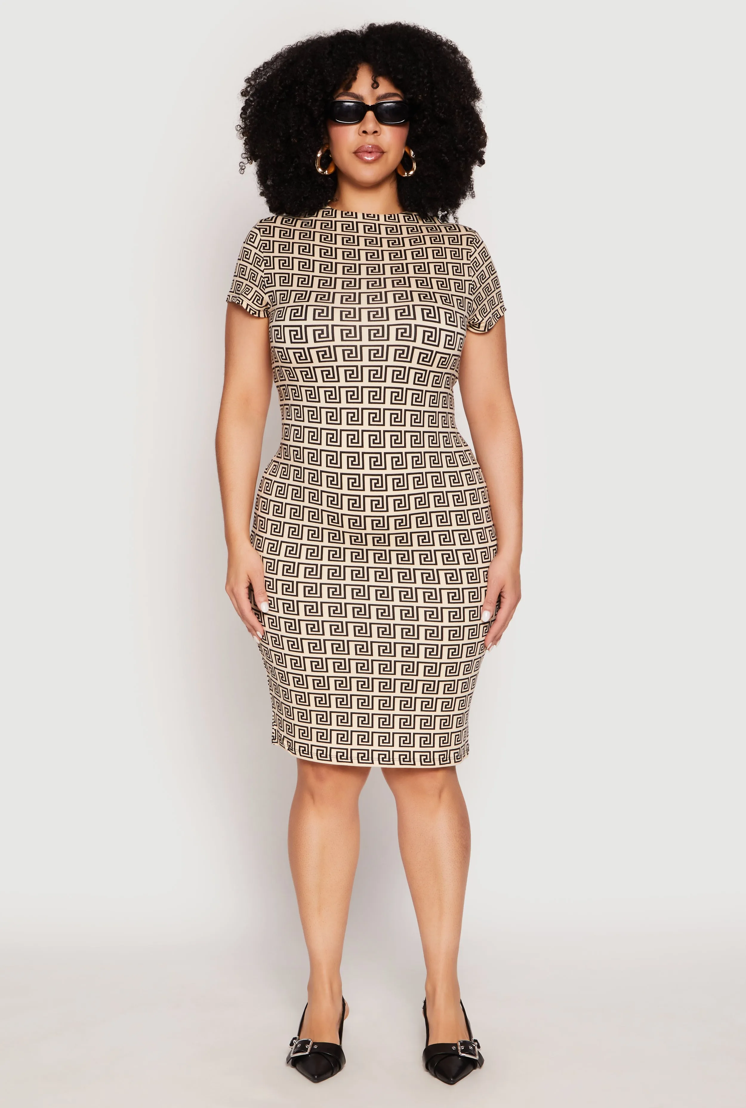 Plus Size Greek Key High Neck Dress sold by Rainbow