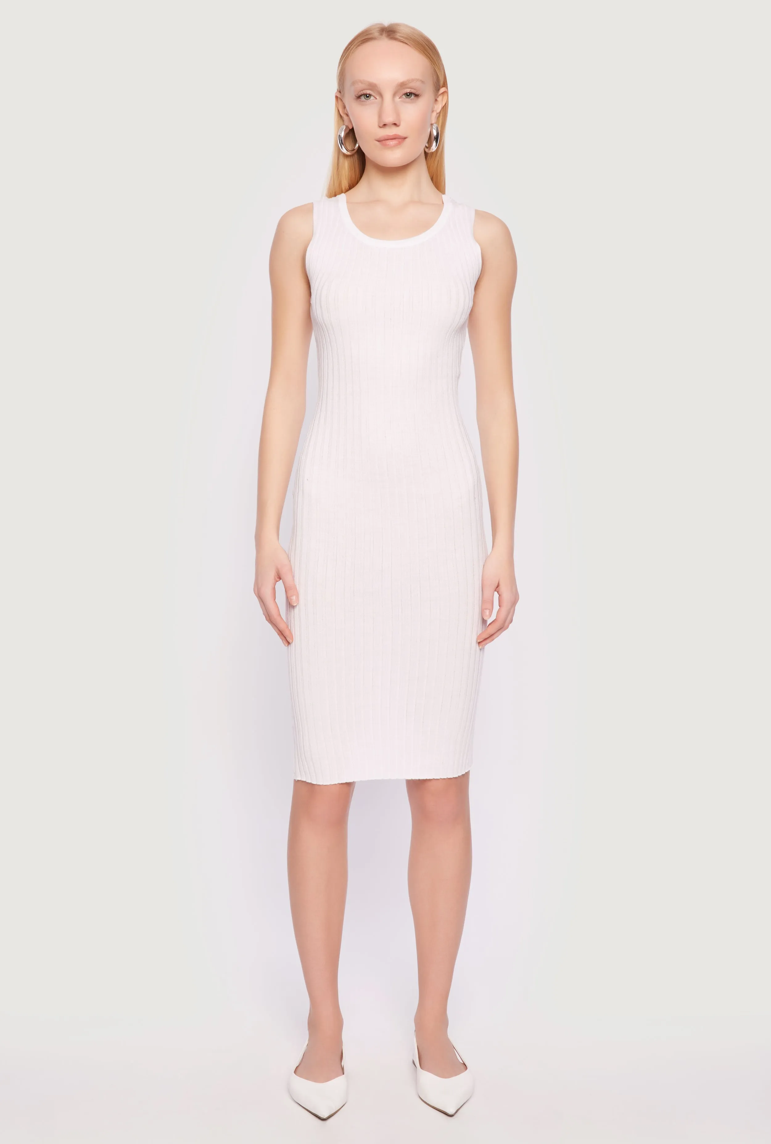 Ribbed Knit Scoop Neck Midi Dress sold by Rainbow