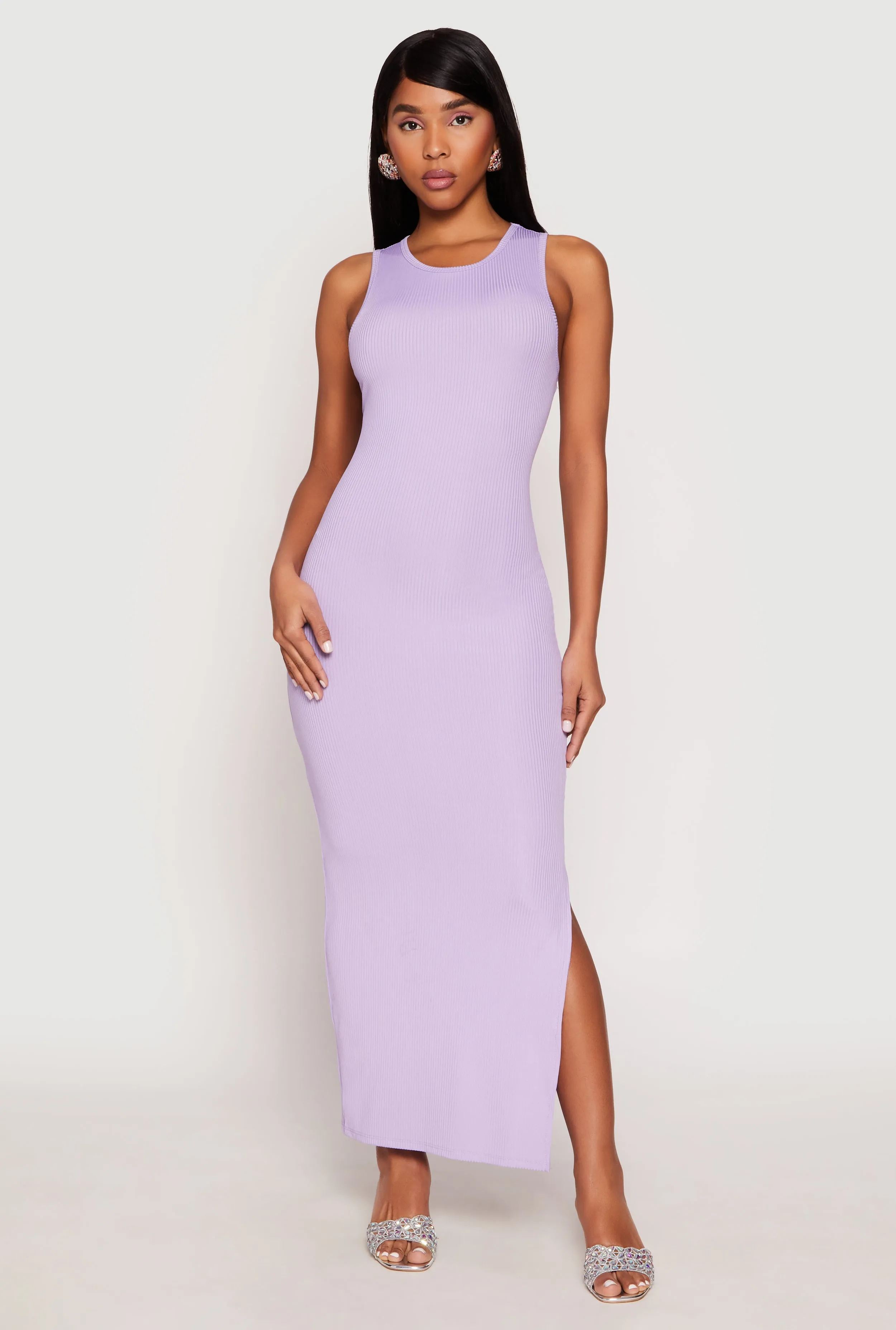 Ribbed Knit Side Slit Tank Maxi Dress sold by Rainbow product image thumbnail 2