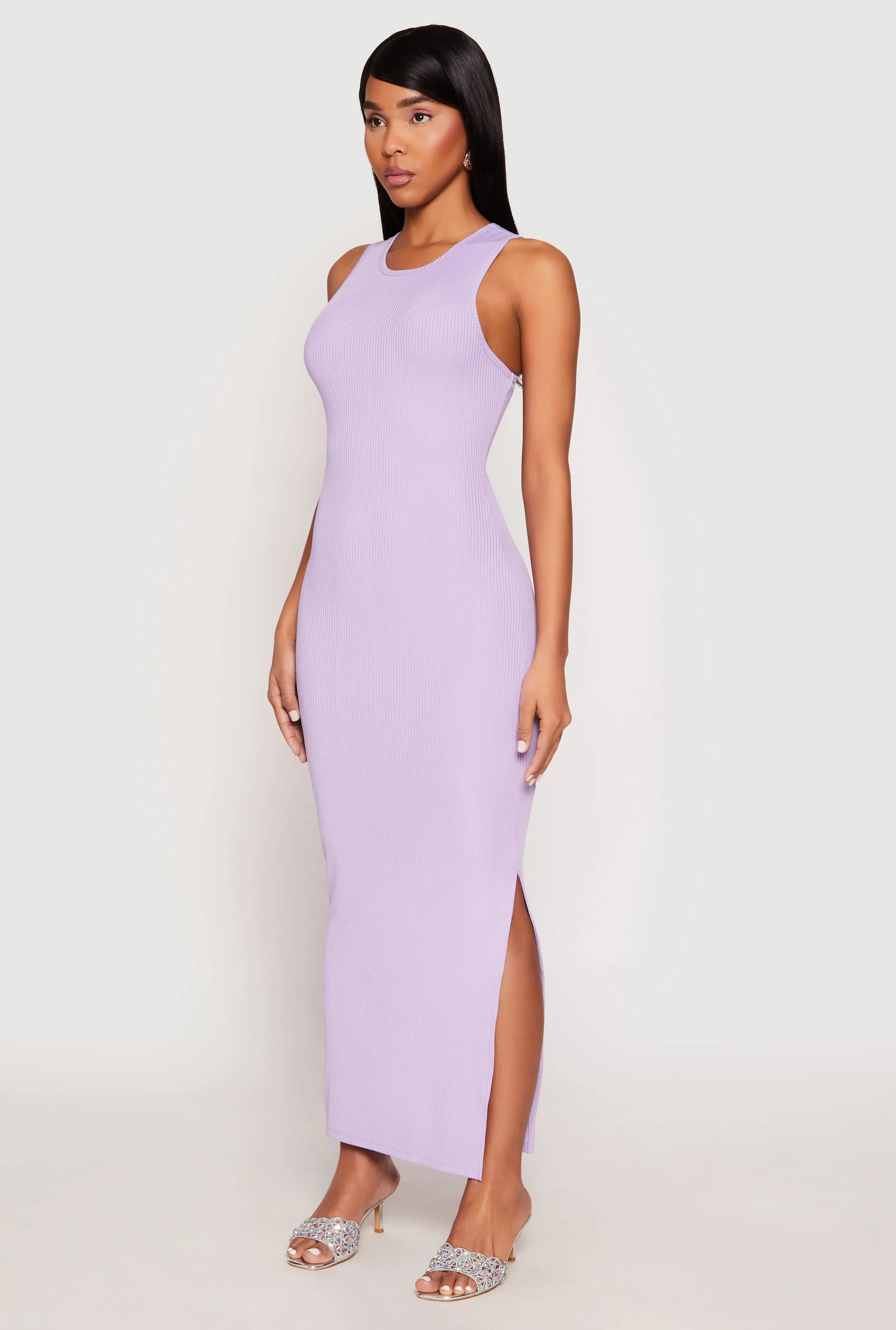 Ribbed Knit Side Slit Tank Maxi Dress sold by Rainbow product image thumbnail 3
