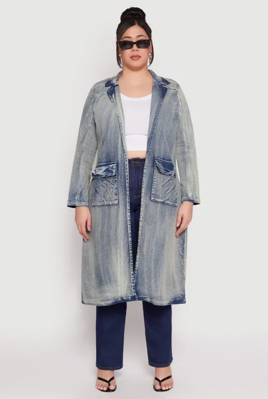 Plus Size Spoon Jeans Mineral Wash Denim Coat sold by Rainbow