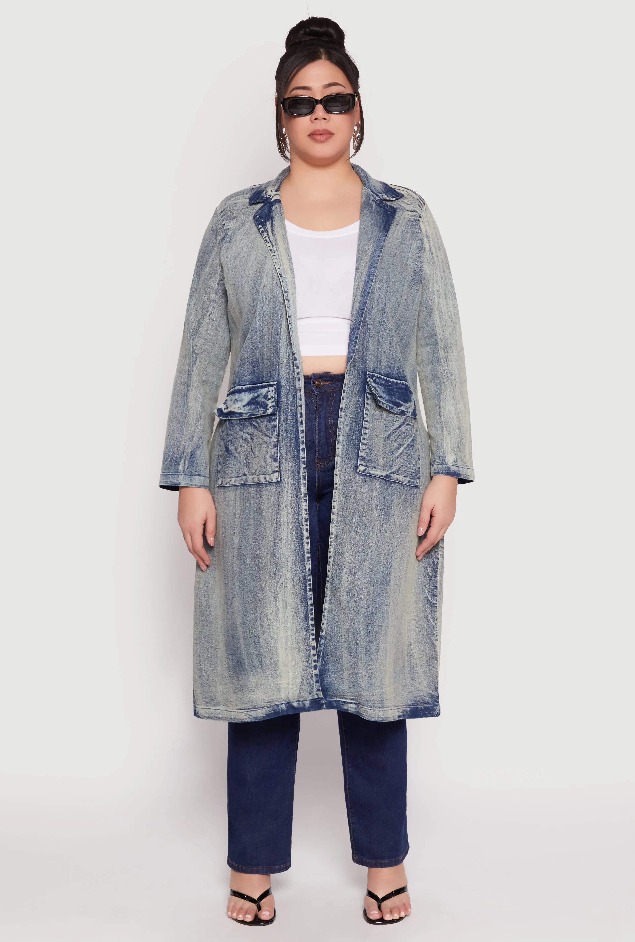Plus Size Spoon Jeans Mineral Wash Denim Coat sold by Rainbow