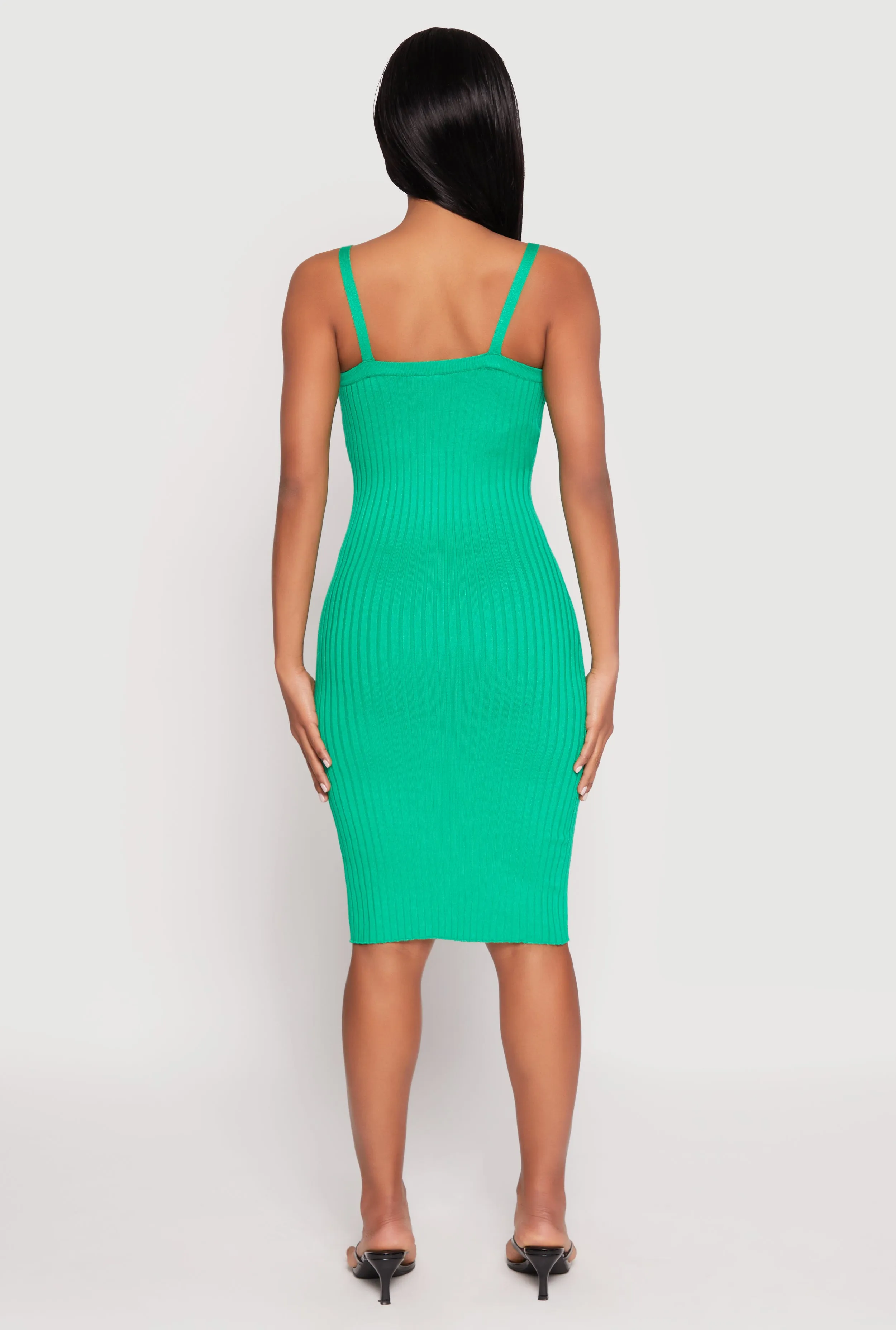 Ribbed Knit V Neck Midi Dress sold by Rainbow product image thumbnail 5