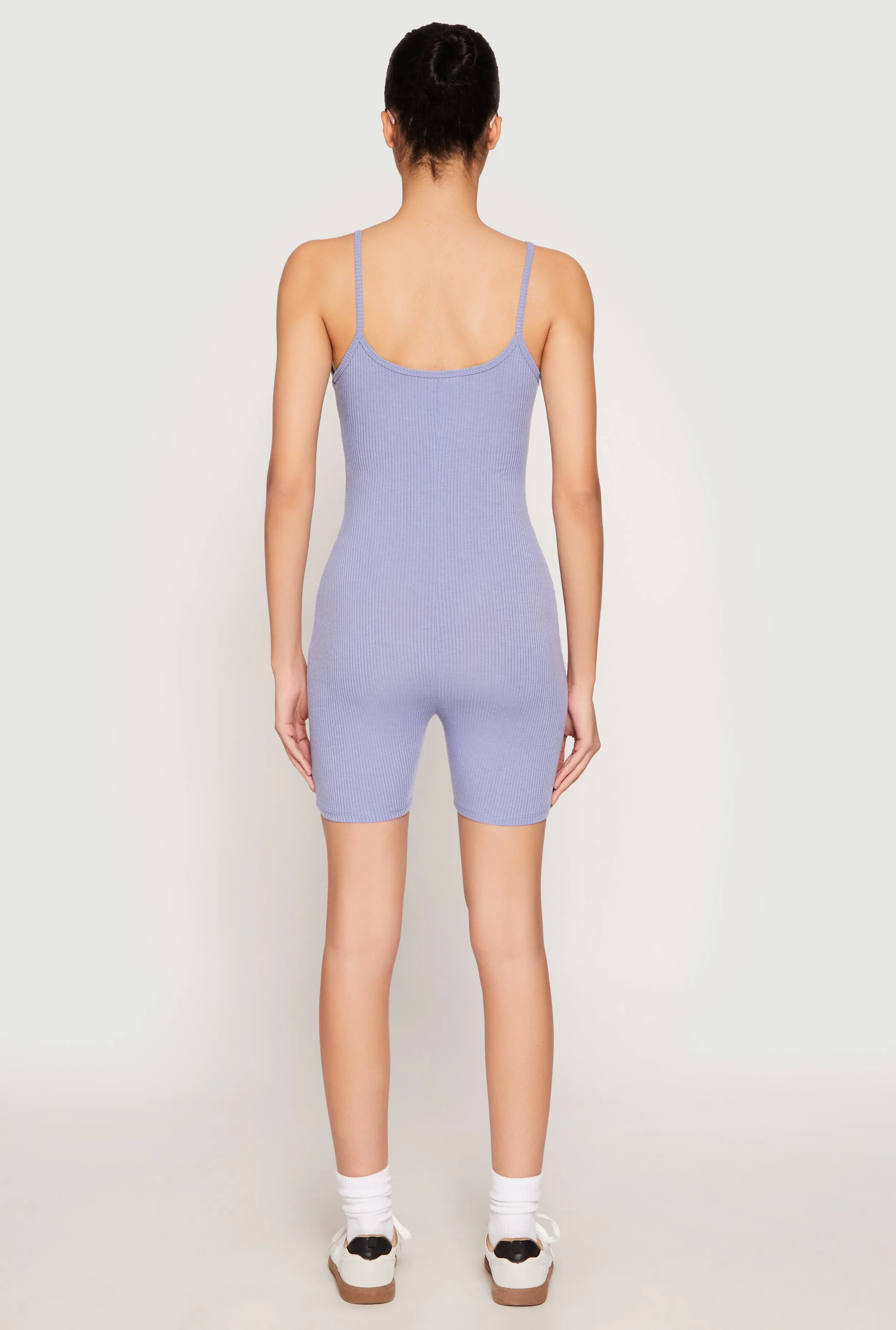 Ribbed Knit Notch Neck Cami Romper sold by Rainbow product image thumbnail 5