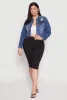 Plus Size WAX Distressed Cropped Denim Jacket sold by Rainbow