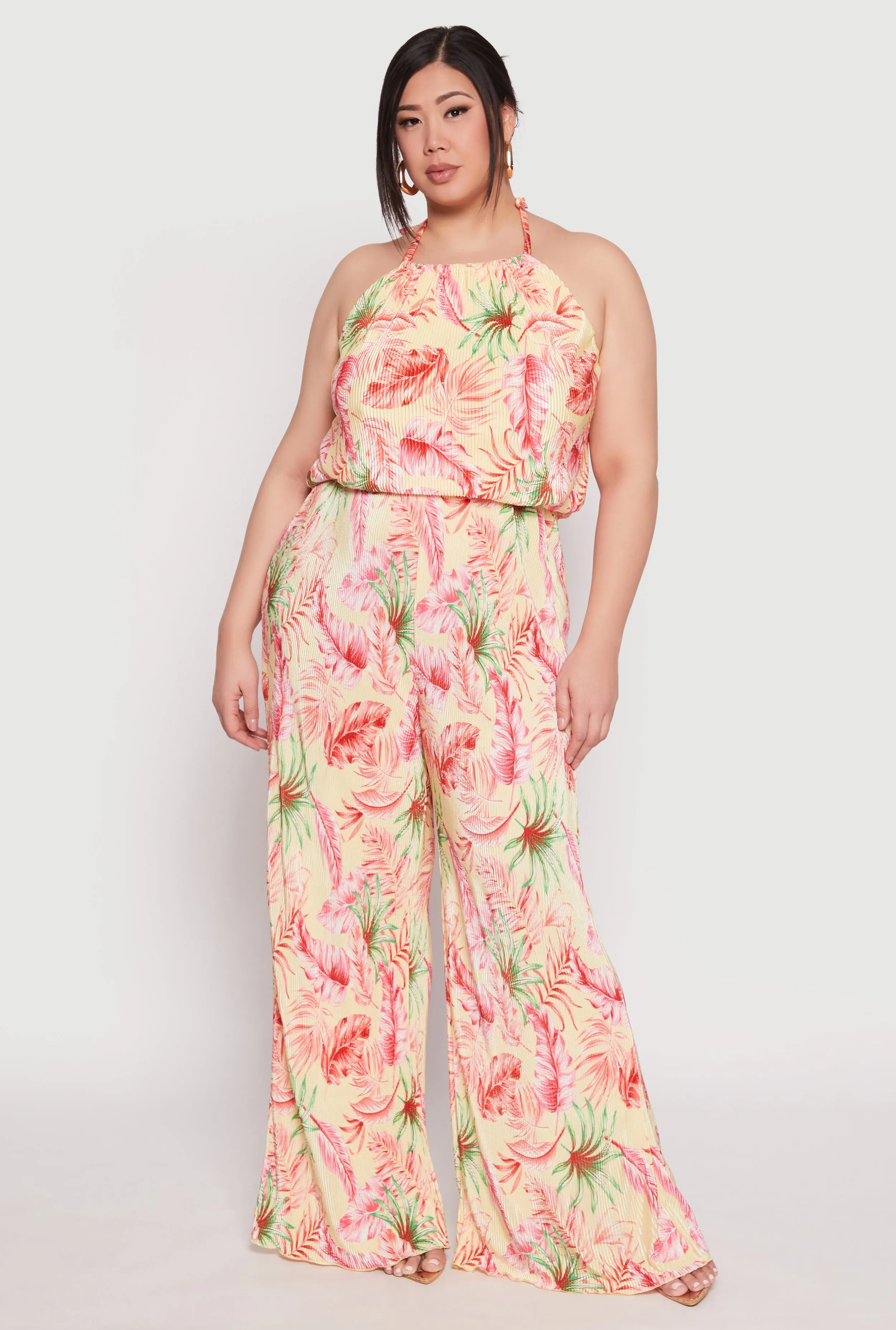 Plus Size Almost Famous Tropical Print Halter Crop Top sold by Rainbow product image thumbnail 3