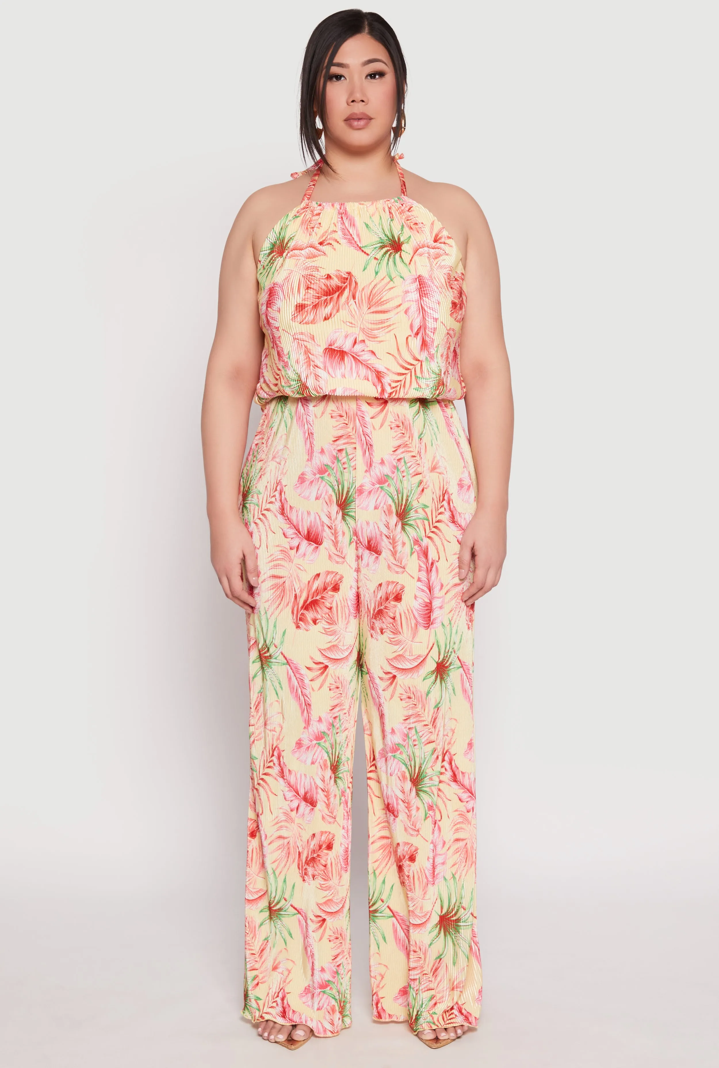 Plus Size Almost Famous Tropical Print Halter Crop Top sold by Rainbow product image thumbnail 2