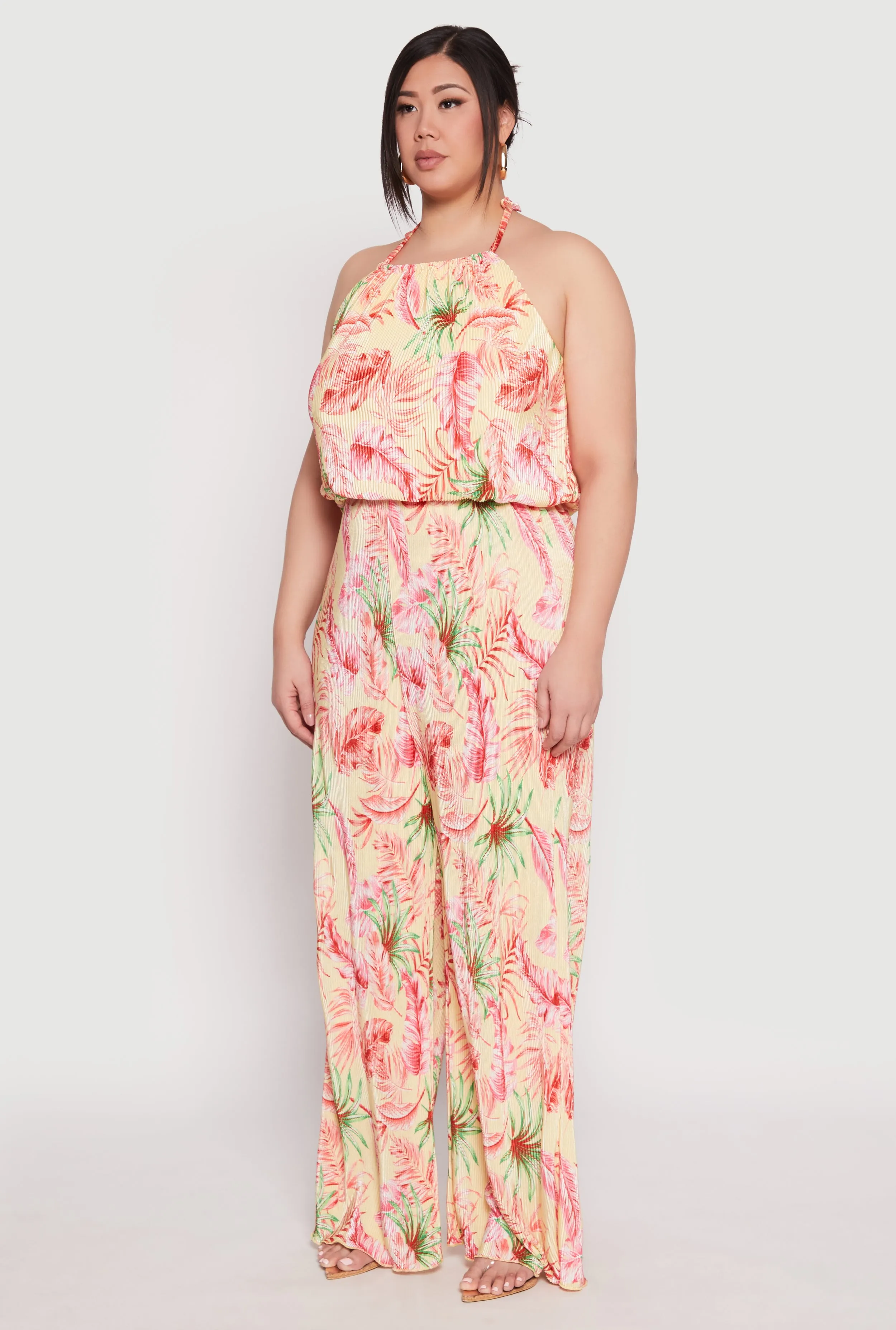 Plus Size Almost Famous Tropical Print Halter Crop Top sold by Rainbow product image thumbnail 5