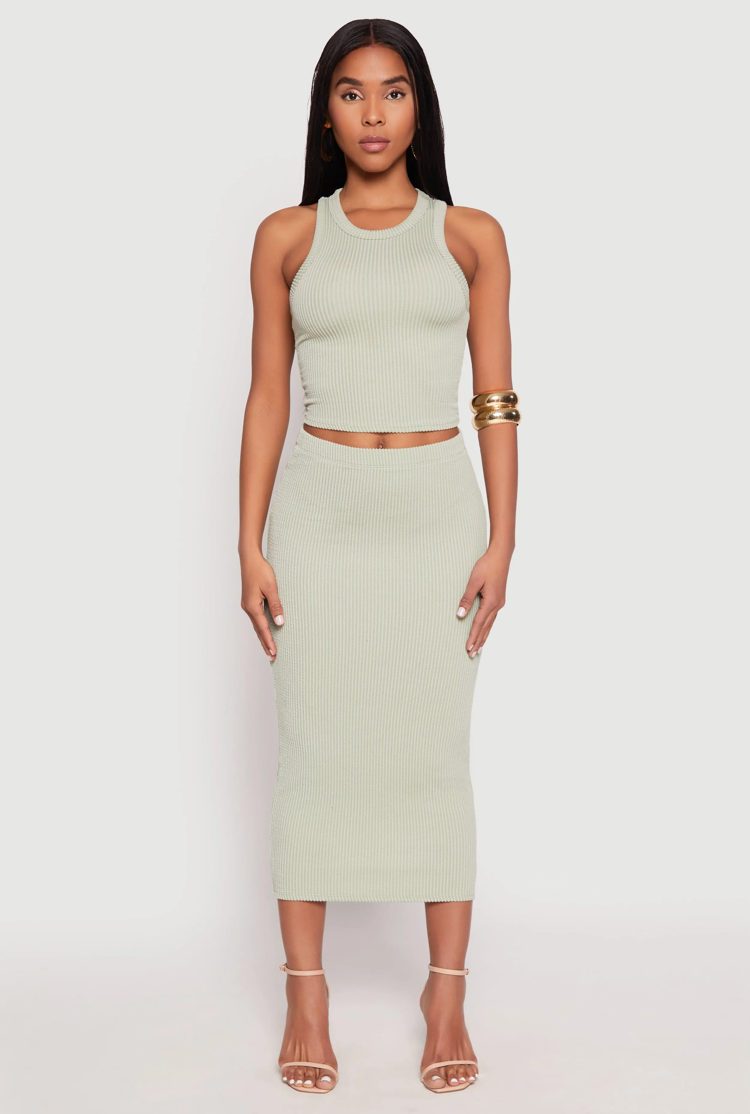 Almost Famous Ribbed Knit Midi Skirt sold by Rainbow