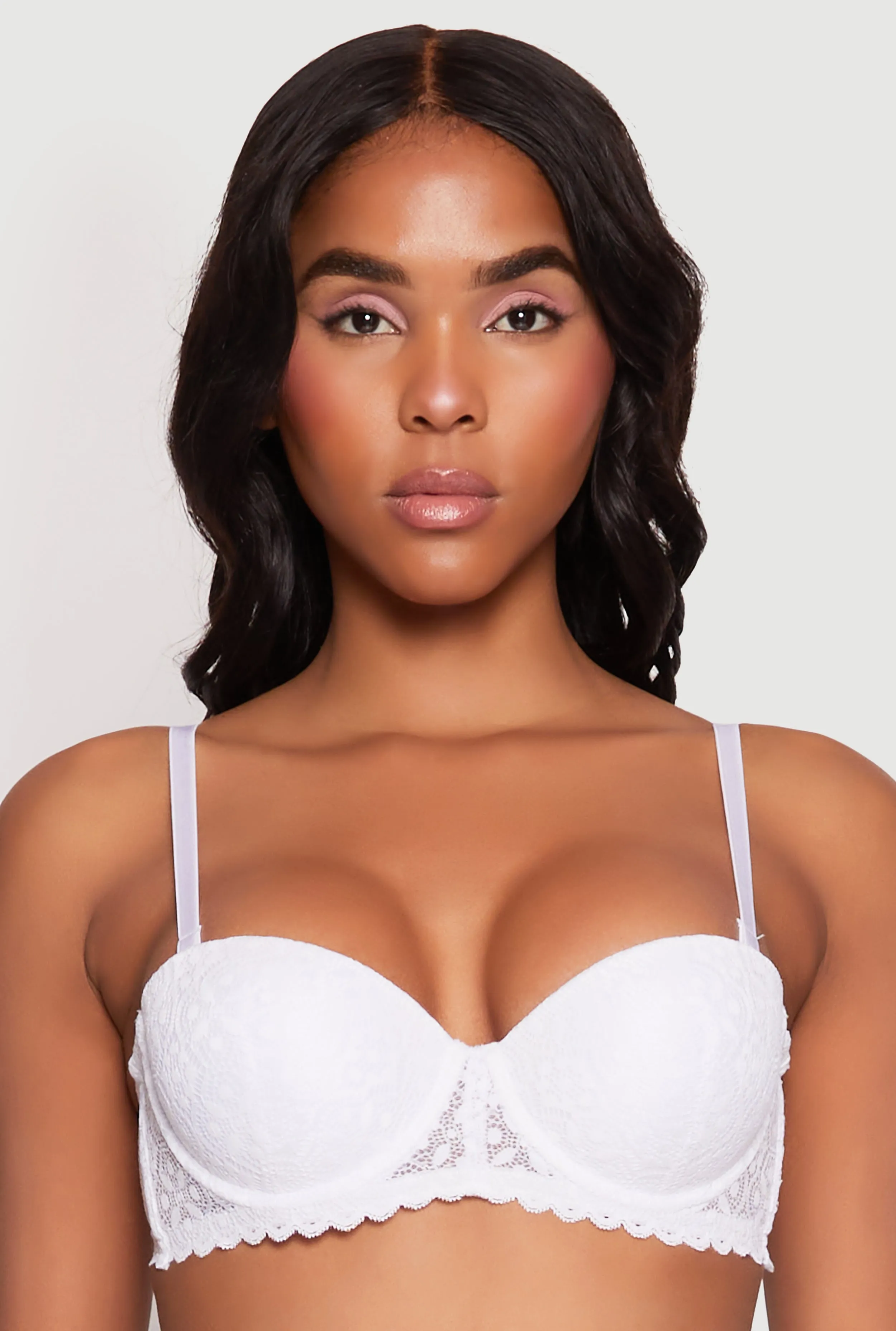 Scalloped Trim Lace Balconette Bra | Convertible to Strapless sold by Rainbow