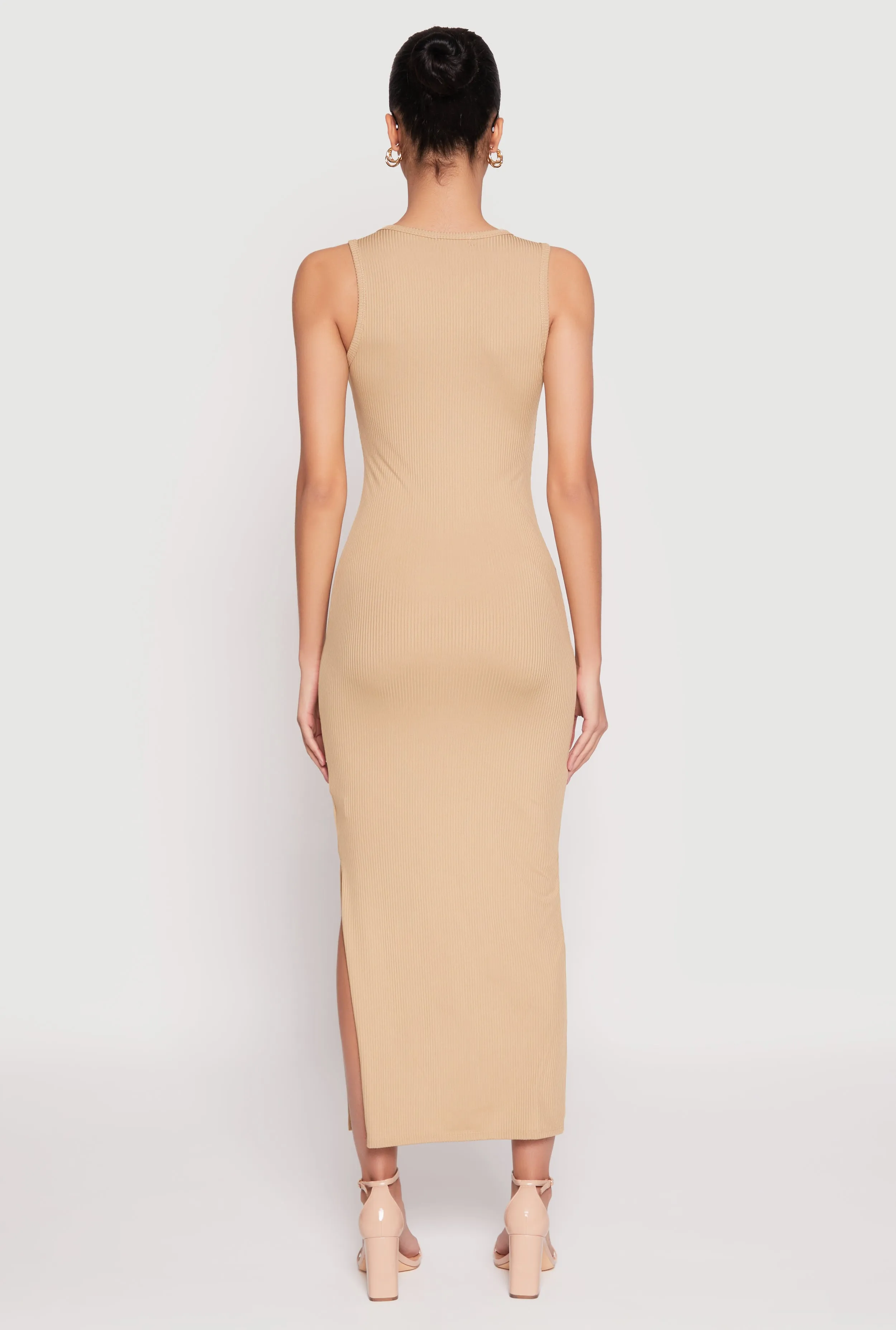 Ribbed Knit Side Slit Tank Maxi Dress sold by Rainbow product image thumbnail 5