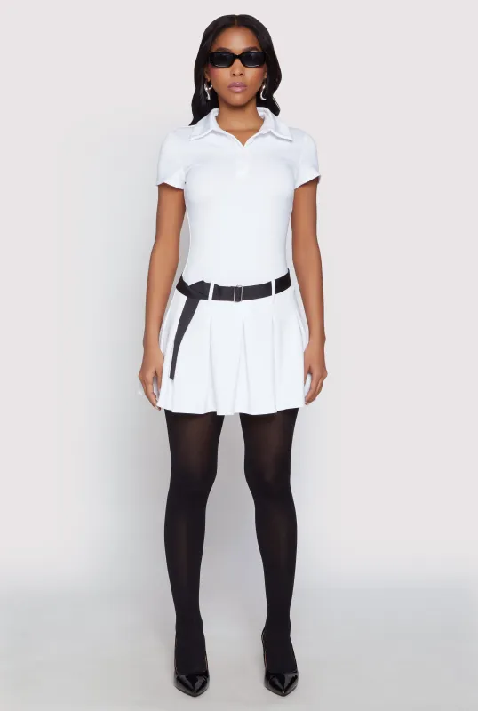 Haute Monde Belted Pleated Polo Dress made by Haute Monde