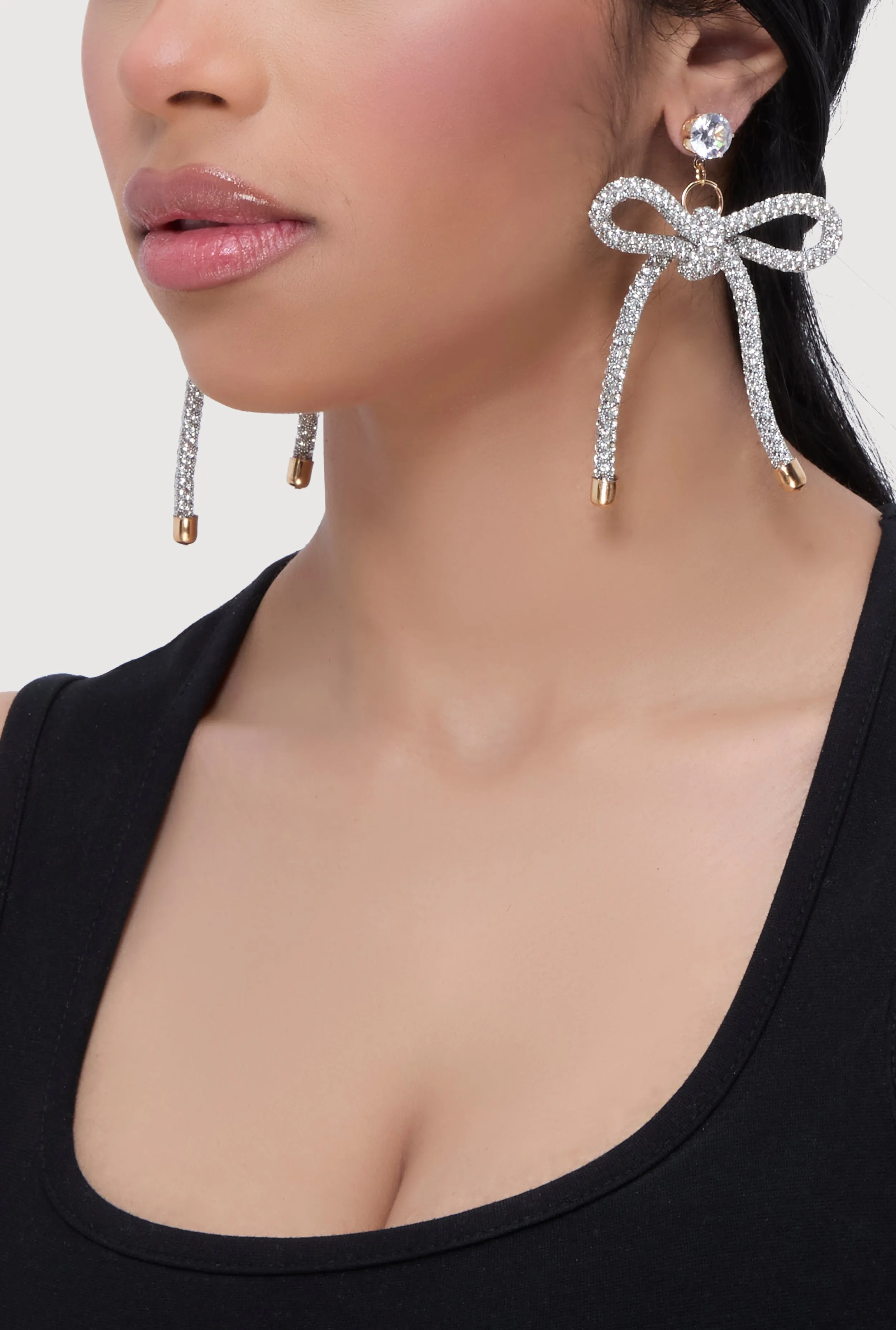 Cubic Zirconia Bow Drop Earrings sold by Rainbow product image thumbnail 2