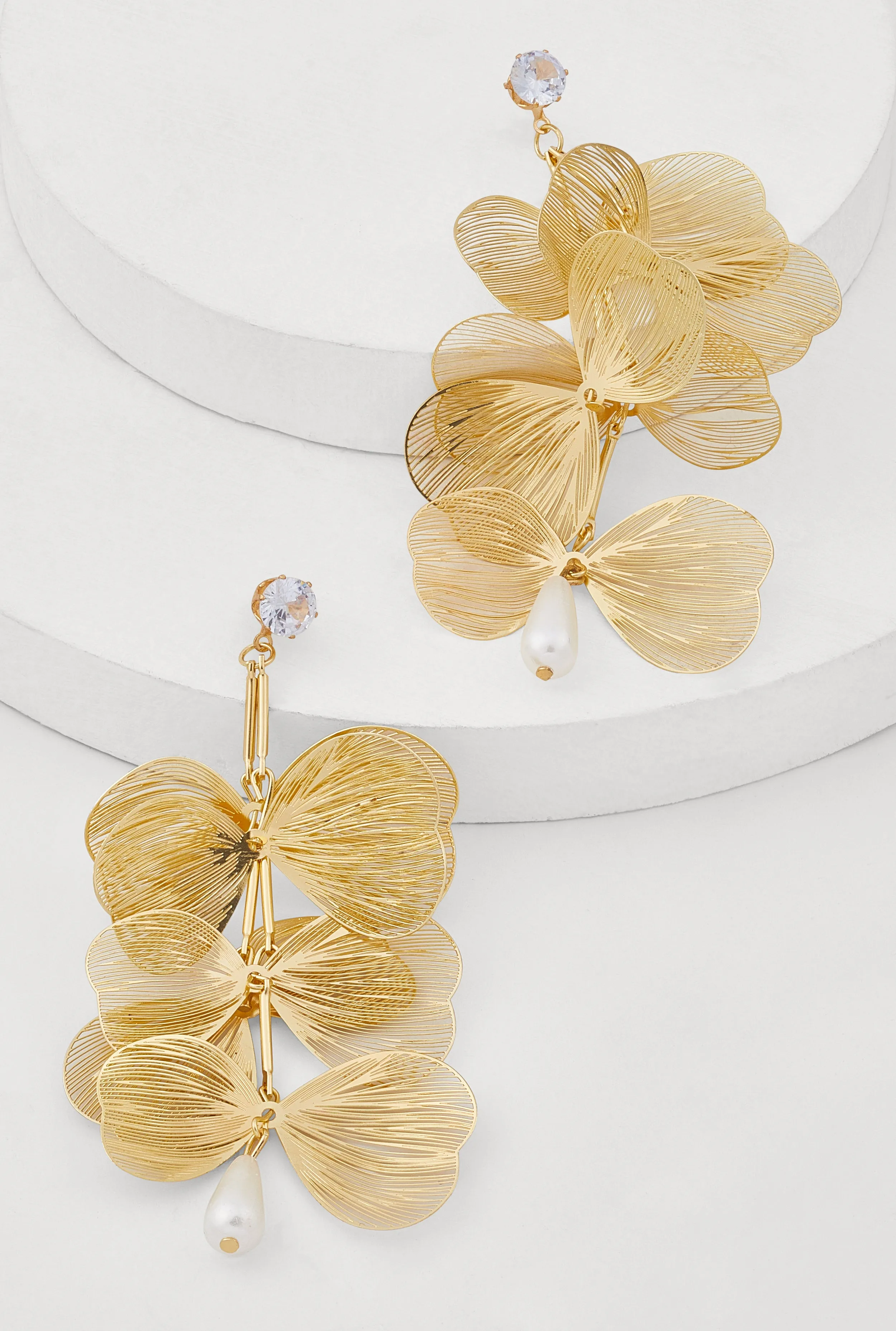 Flower Petal Statement Drop Earrings sold by Rainbow