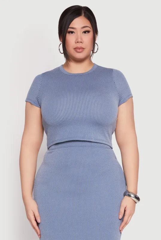 Plus Size Almost Famous Ribbed Knit Crop Top sold by Rainbow