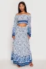 Gauze Knit Floral Border Print Maxi Skirt sold by Rainbow
