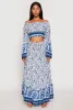 Gauze Knit Floral Border Print Maxi Skirt sold by Rainbow