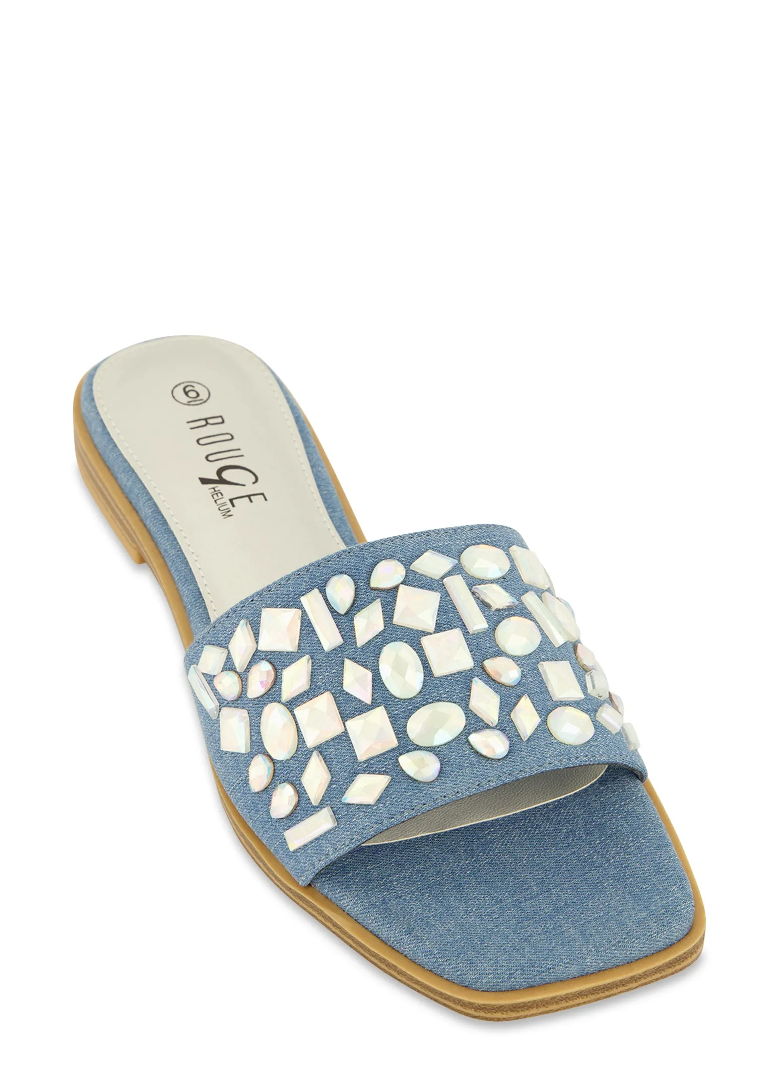 Gemstone Band Square Toe Slide Sandals sold by Rainbow