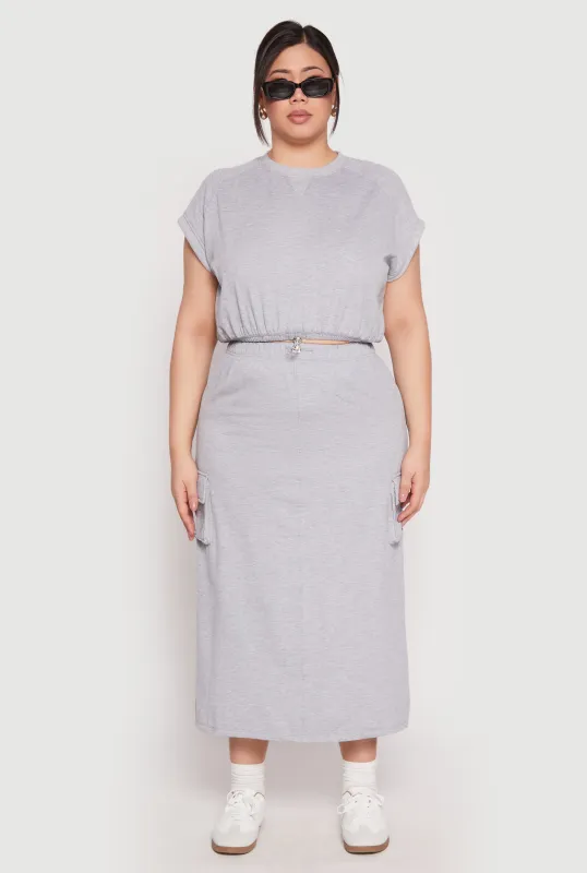 Plus Size Almost Famous Back Slit Cargo Skirt sold by Rainbow