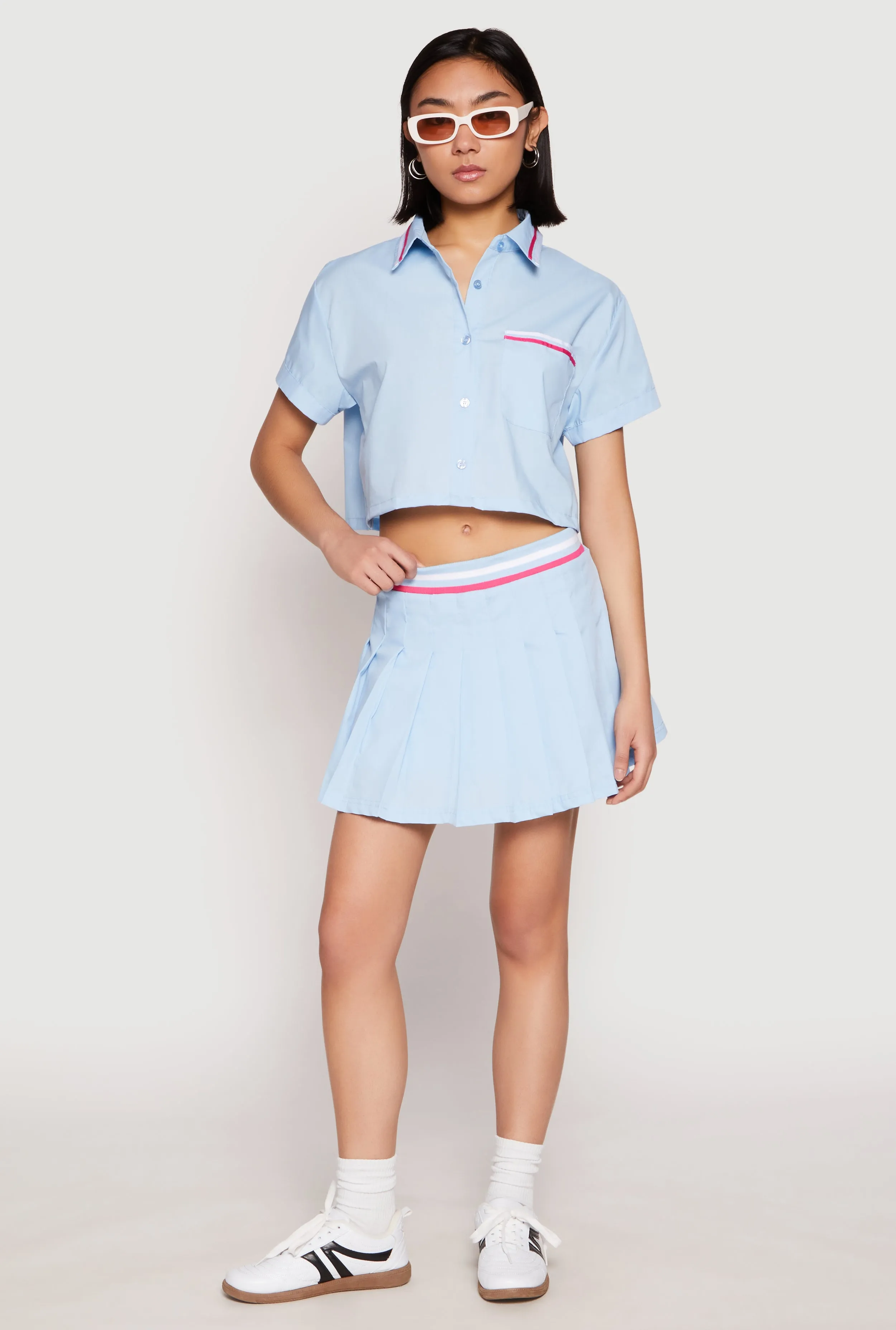 Poplin Varsity Stripe Cropped Shirt sold by Rainbow product image thumbnail 3