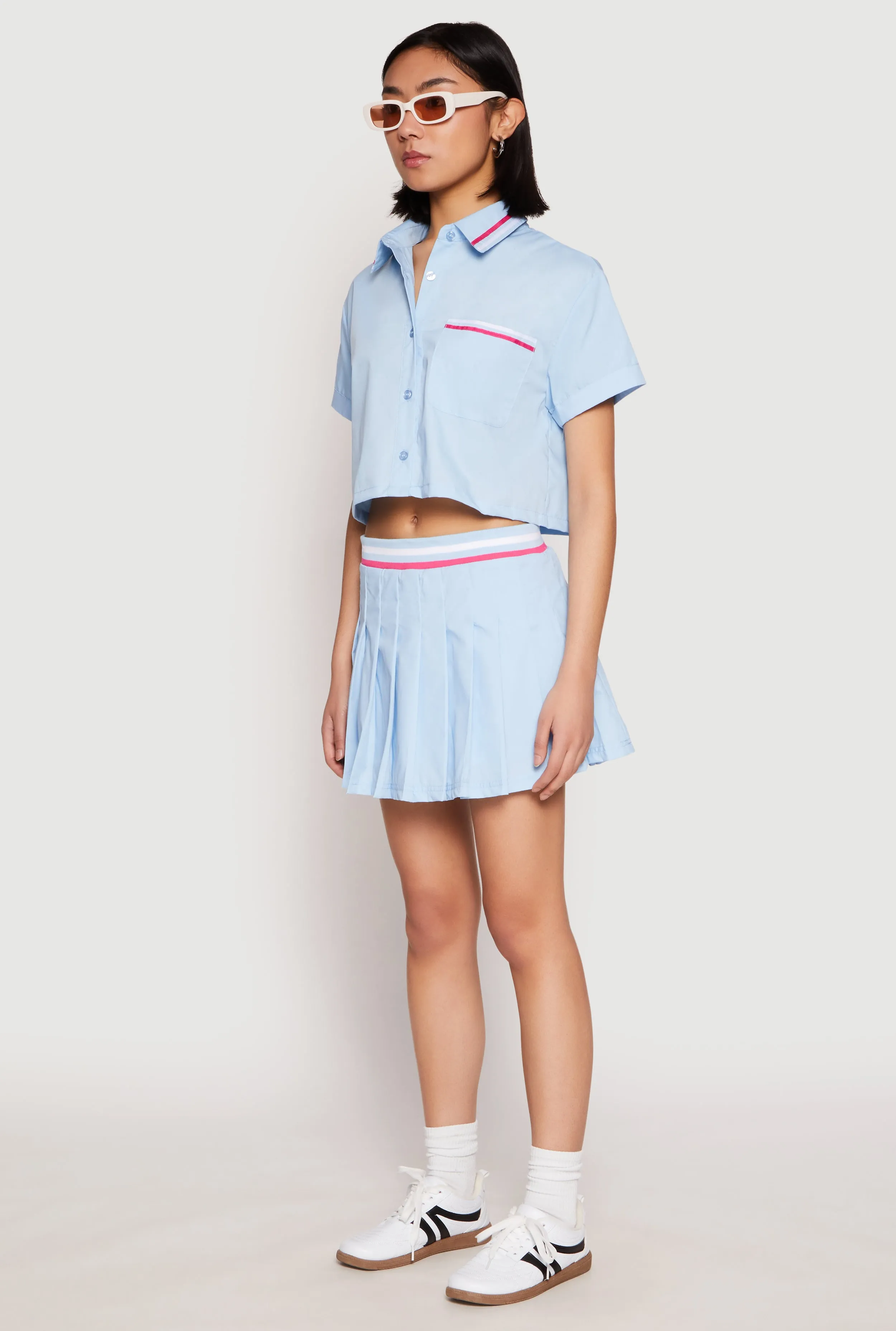 Poplin Varsity Stripe Cropped Shirt sold by Rainbow product image thumbnail 5